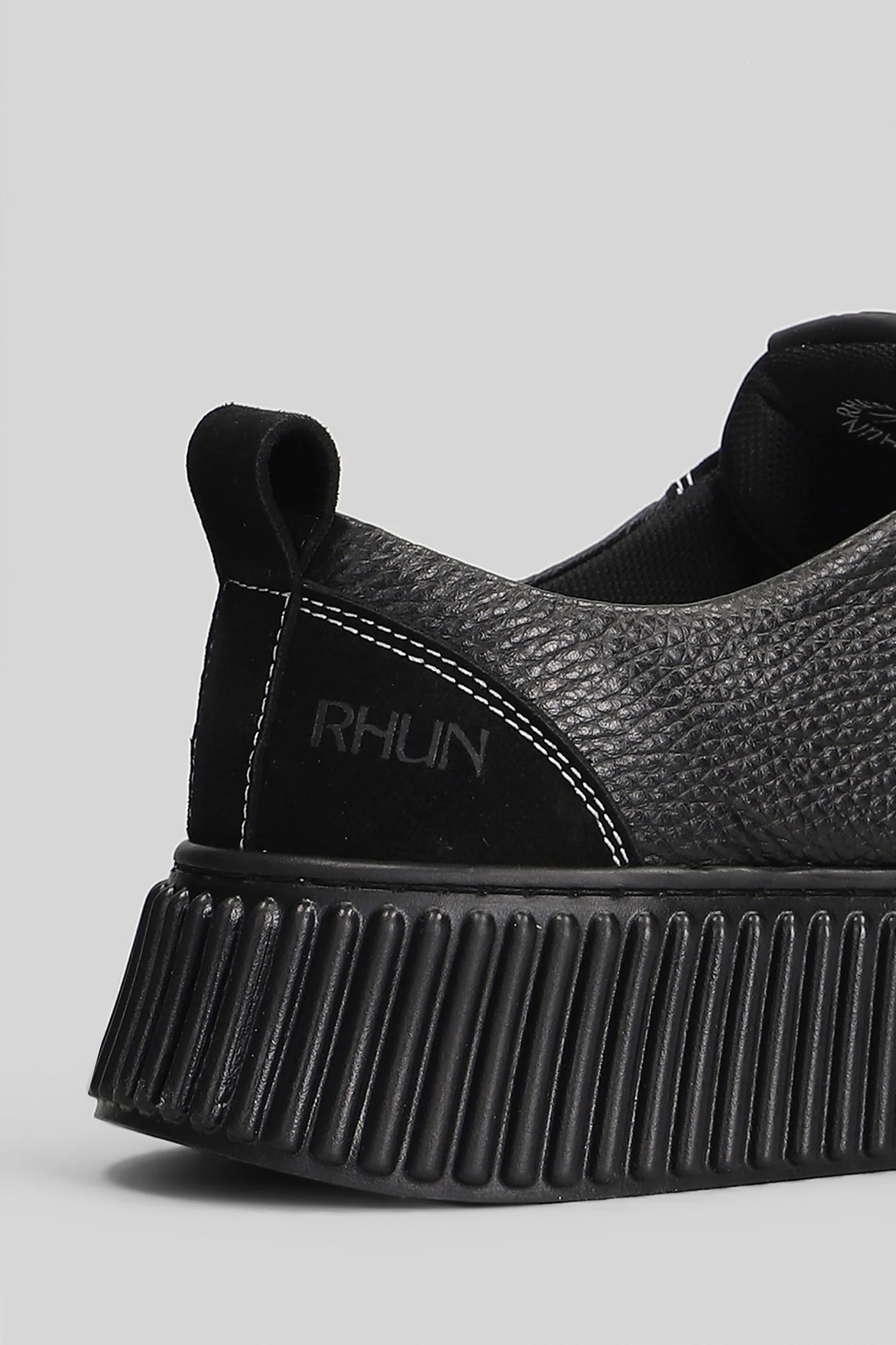 Leather Top Sneakers in black leather - Image 5