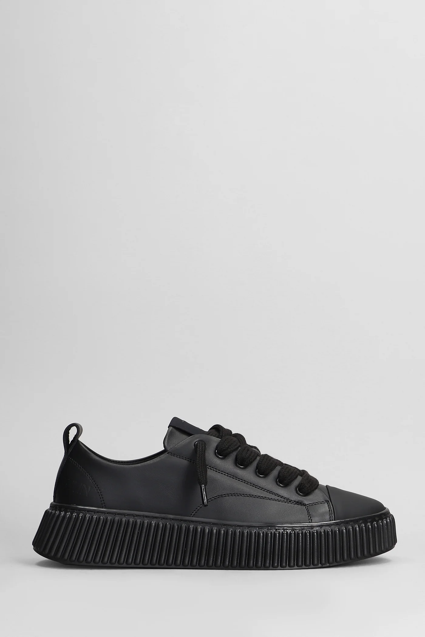 Mono Leather Sneakers in black leather - Image 6