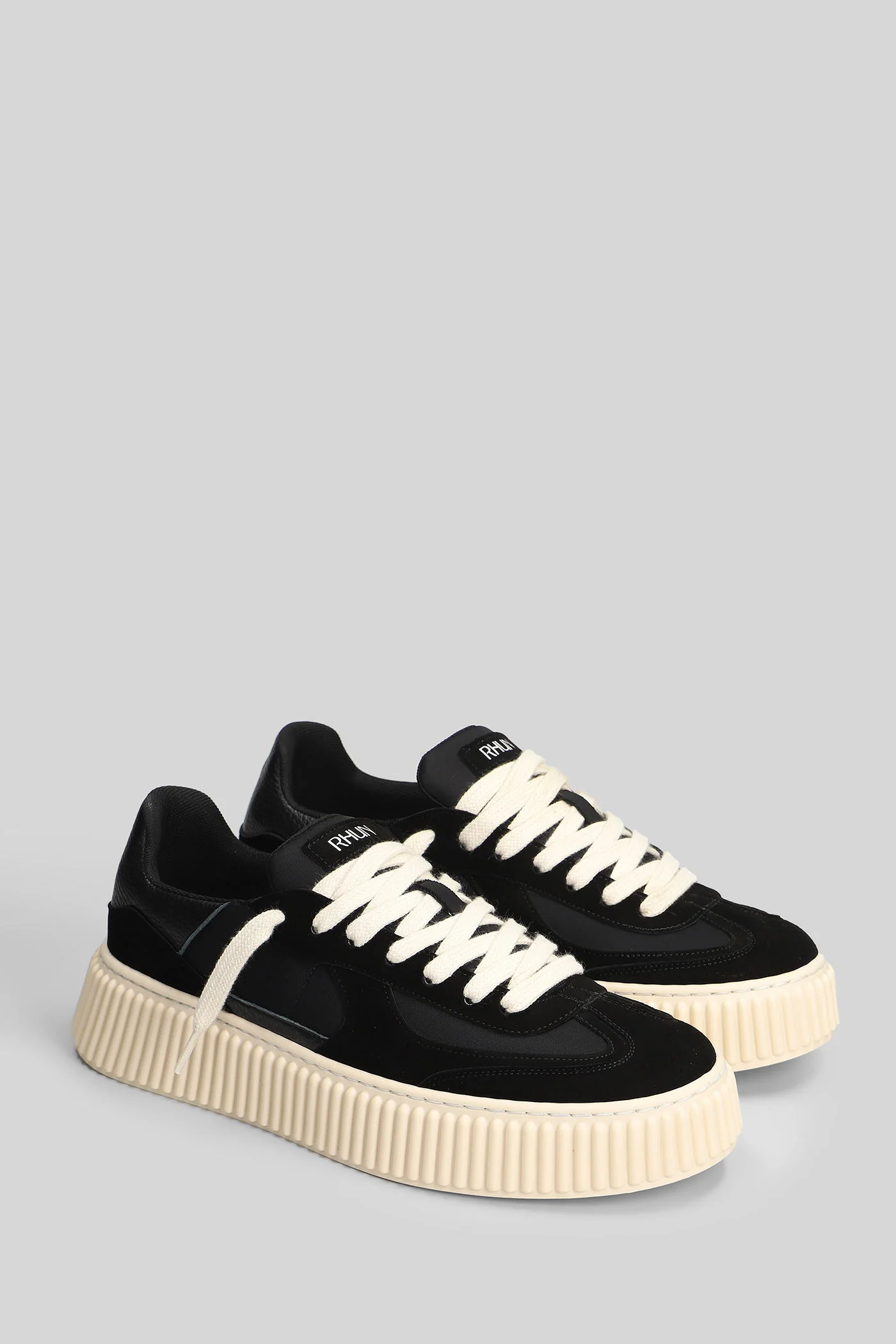Suede Sneakers in black suede and leather - Image 2