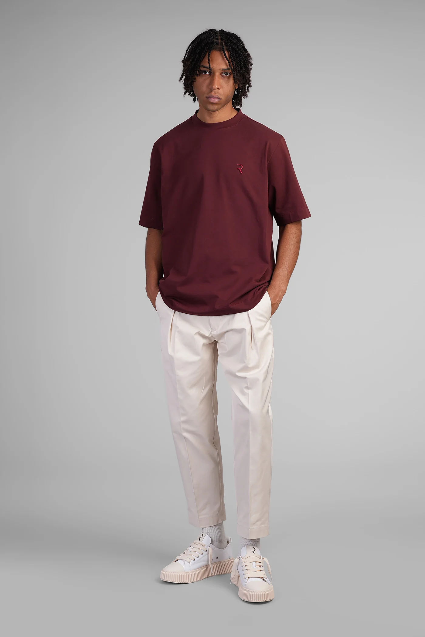 T-Shirt in bordeaux cotton - Image 2