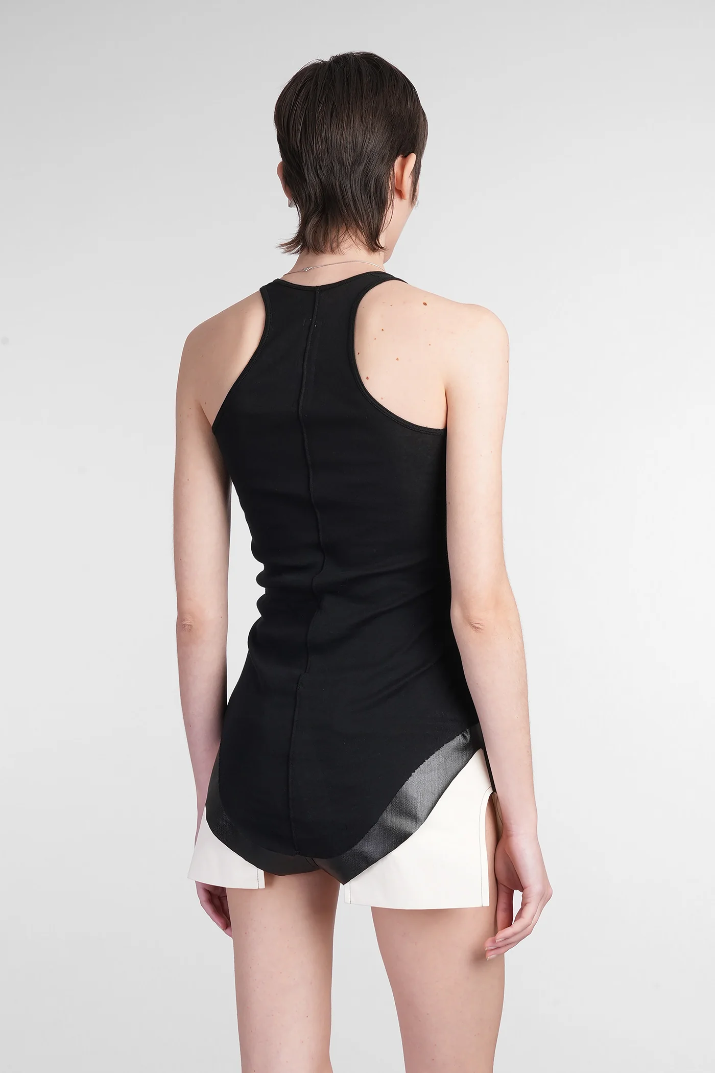 Basic rib tank tank Top in black cotton - Image 3