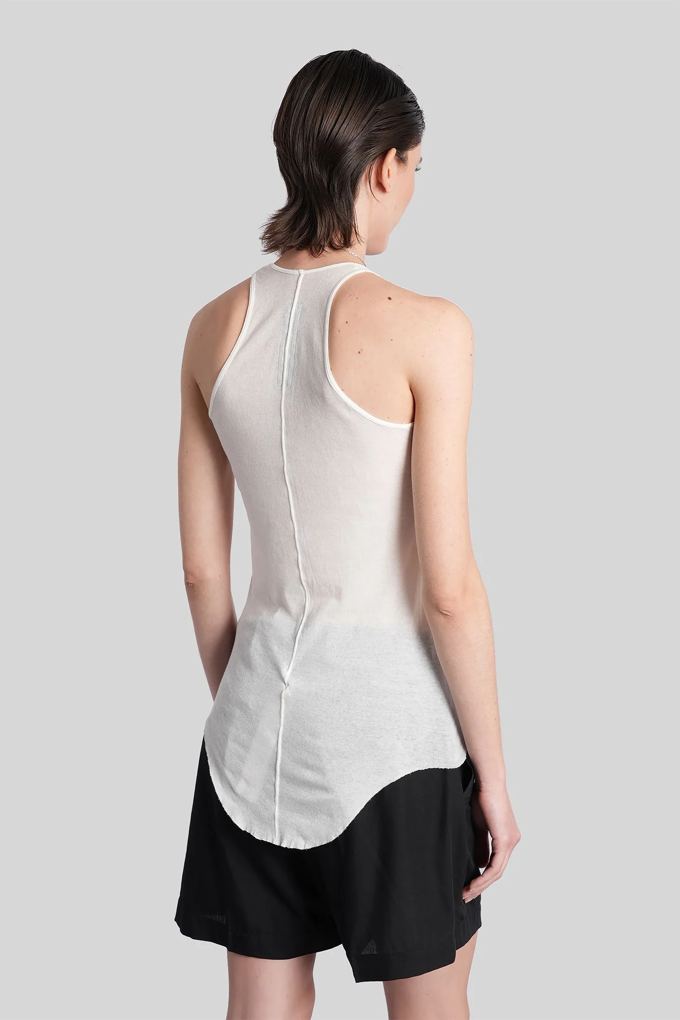 Basic rib tank tank Top in white cotton - Image 3