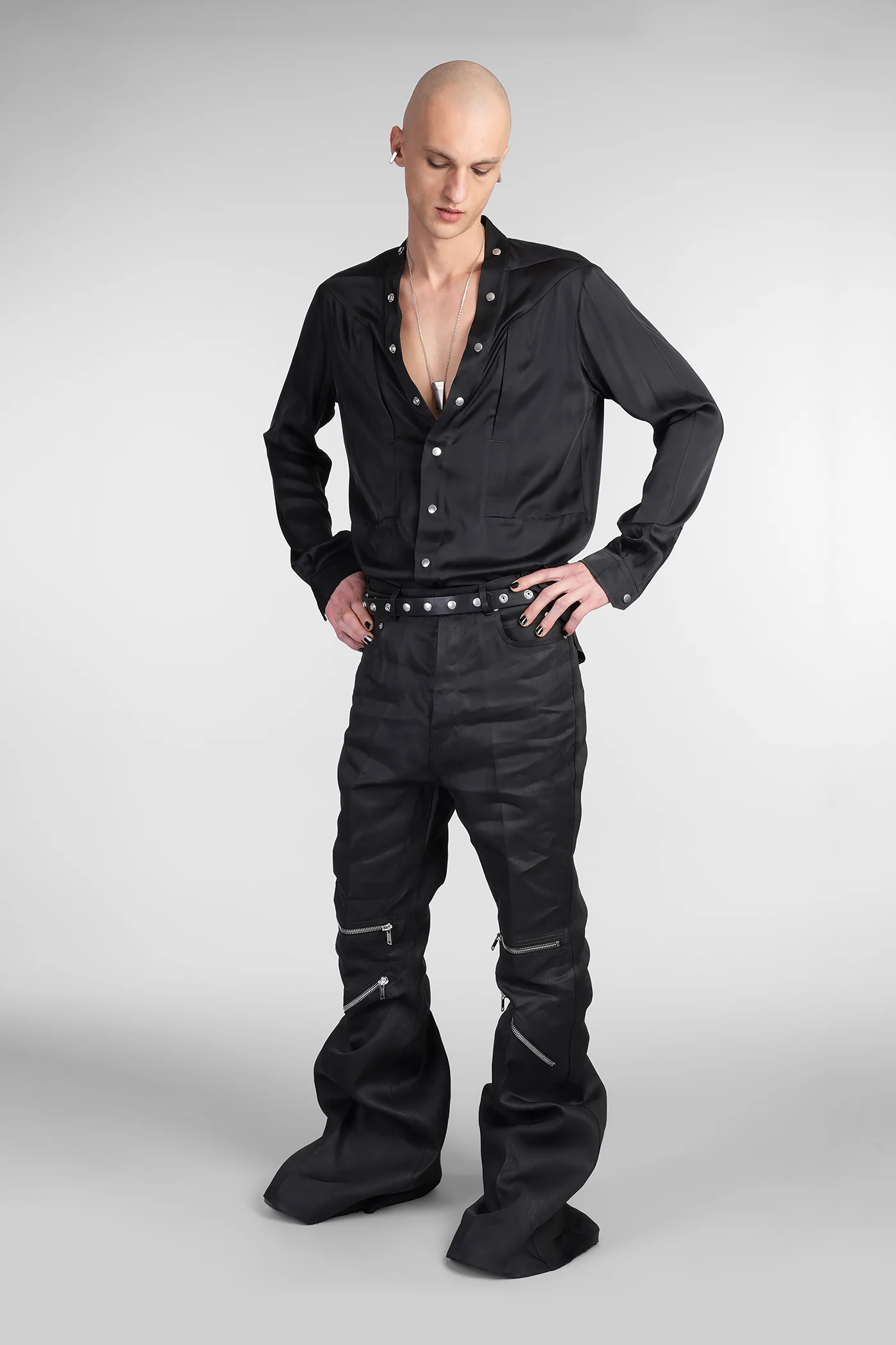 Bolan cargo Jeans in black linen - Image 2