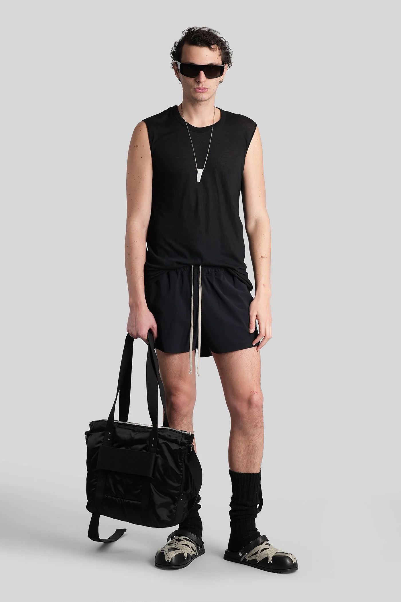 Boxer swimmer Beachwear in black polyamide - Image 2