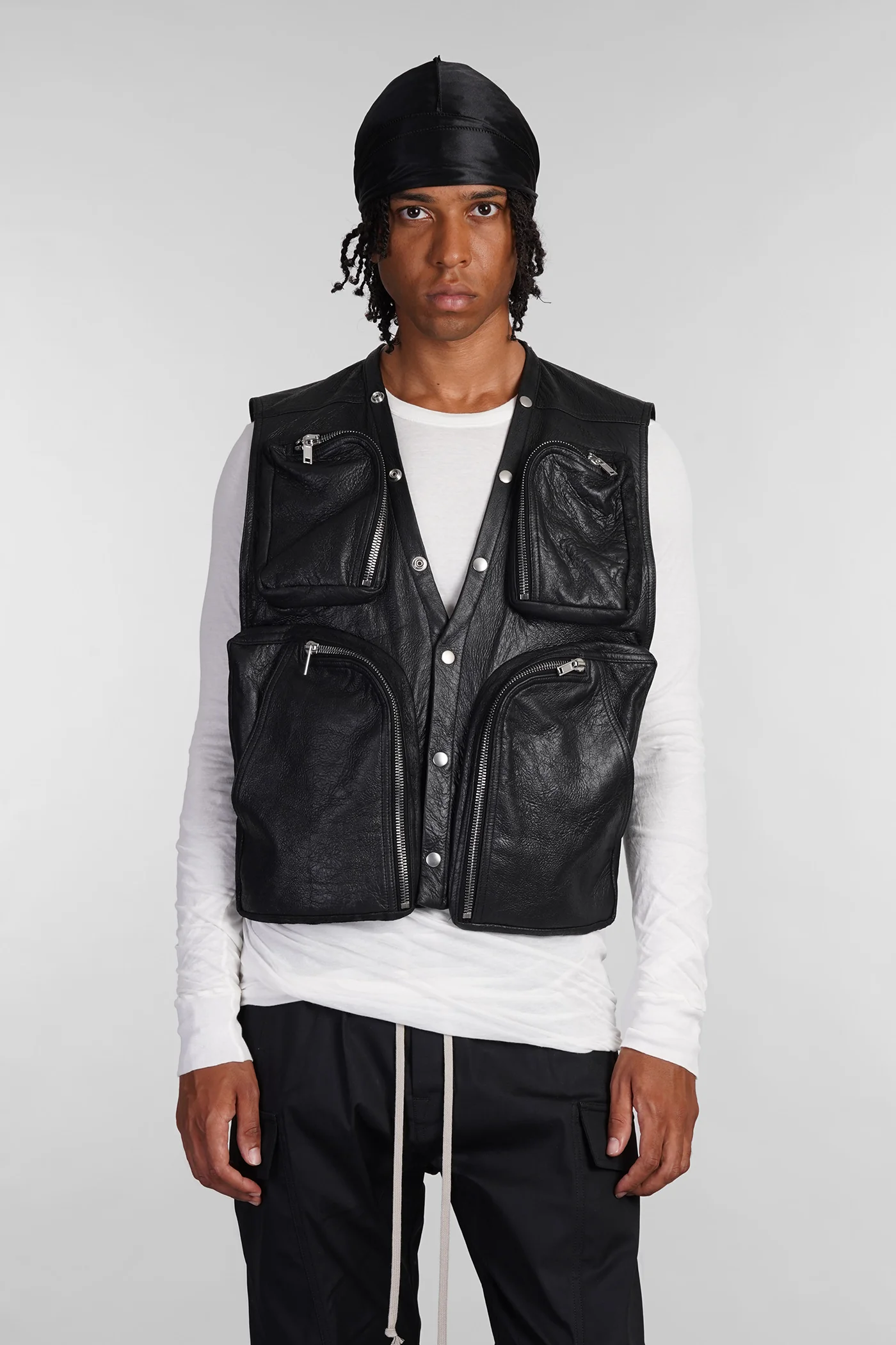 Cargo vest Vest in black leather