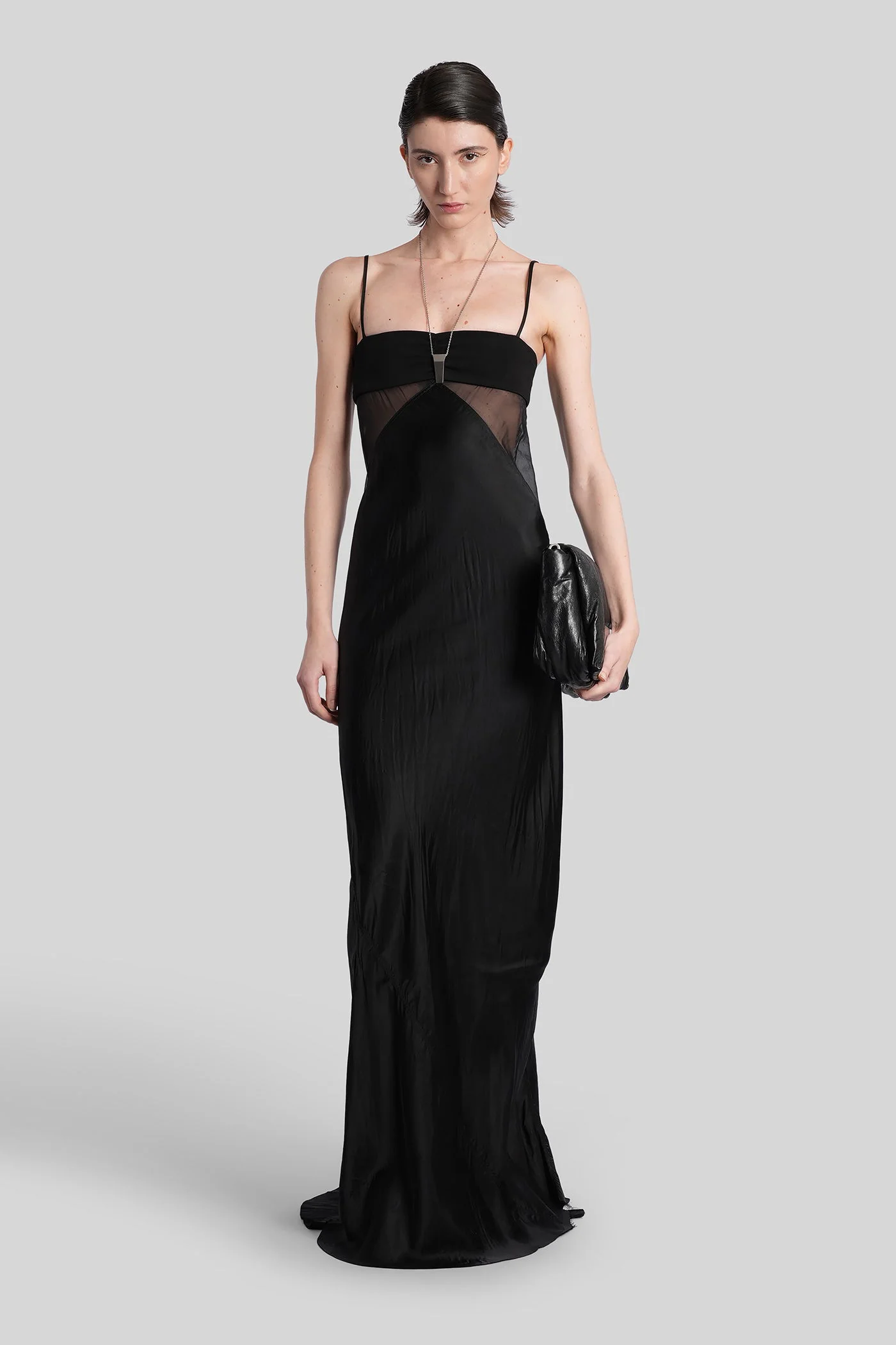 Combo slip gown Long dress in black polyamide polyester