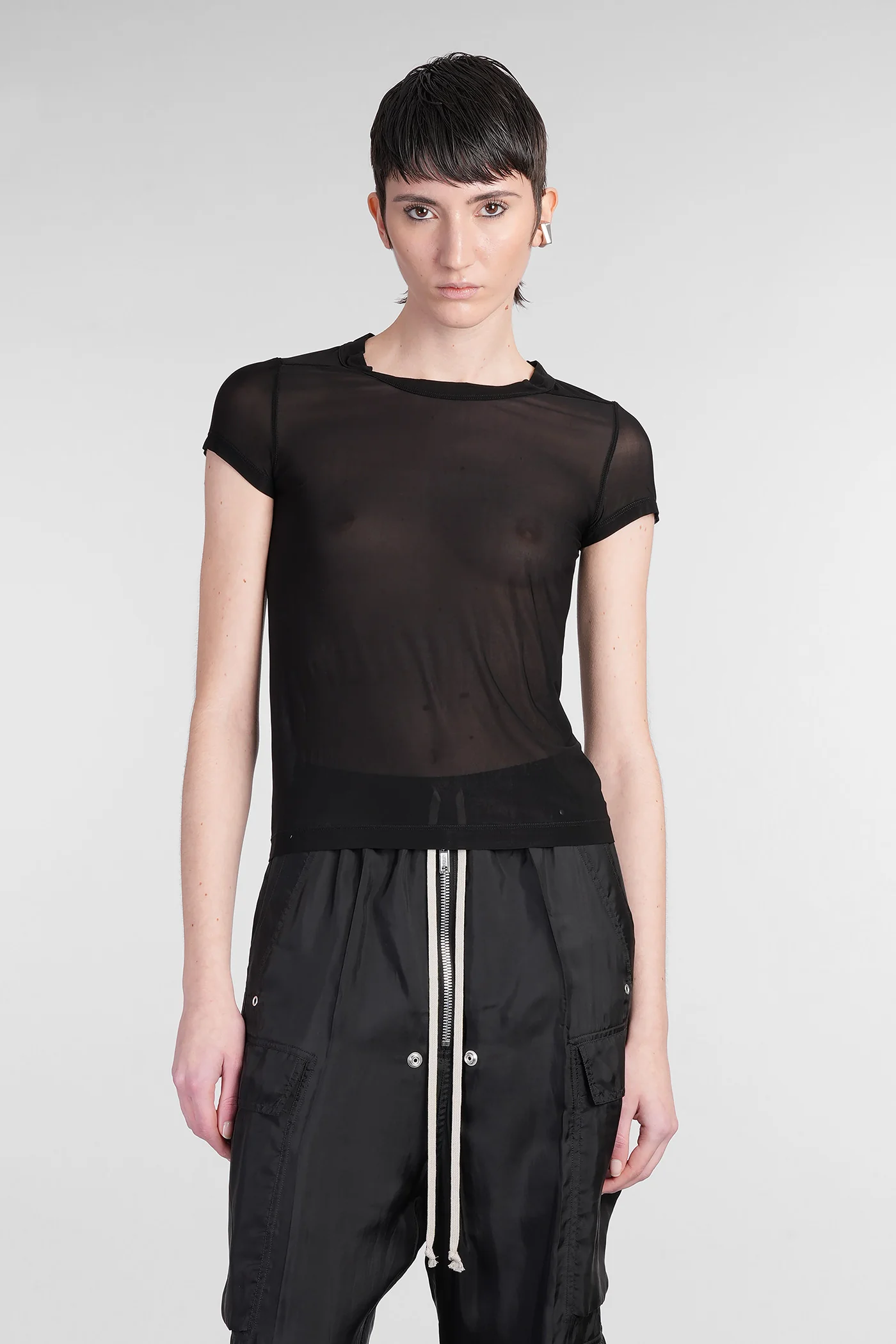 Cropped level t T-Shirt in black polyamide polyester