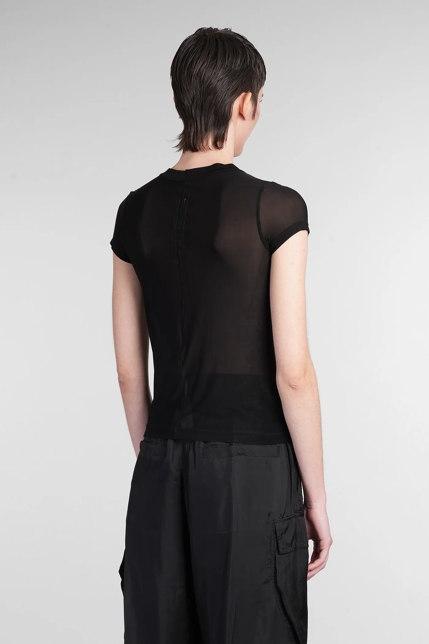Cropped level t T-Shirt in black polyamide polyester - Image 3