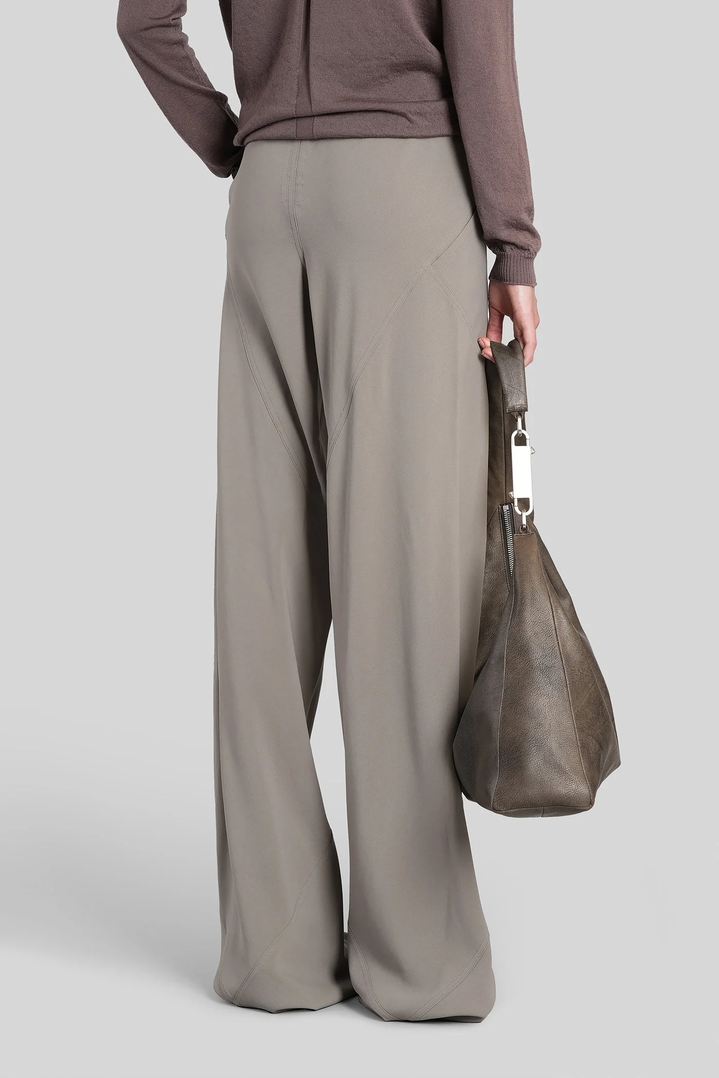 Drawstring bias Pants in grey viscose - Image 3
