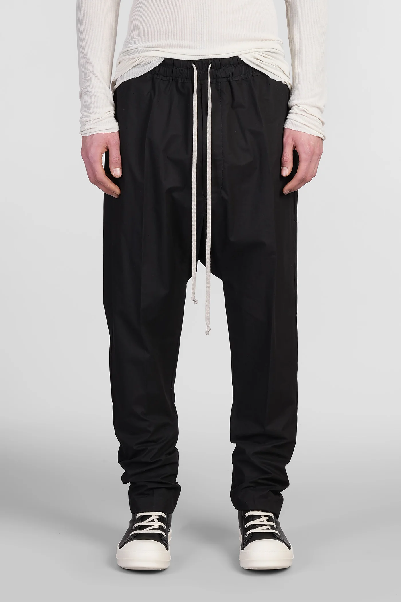 Drawstring long Pants in black cotton