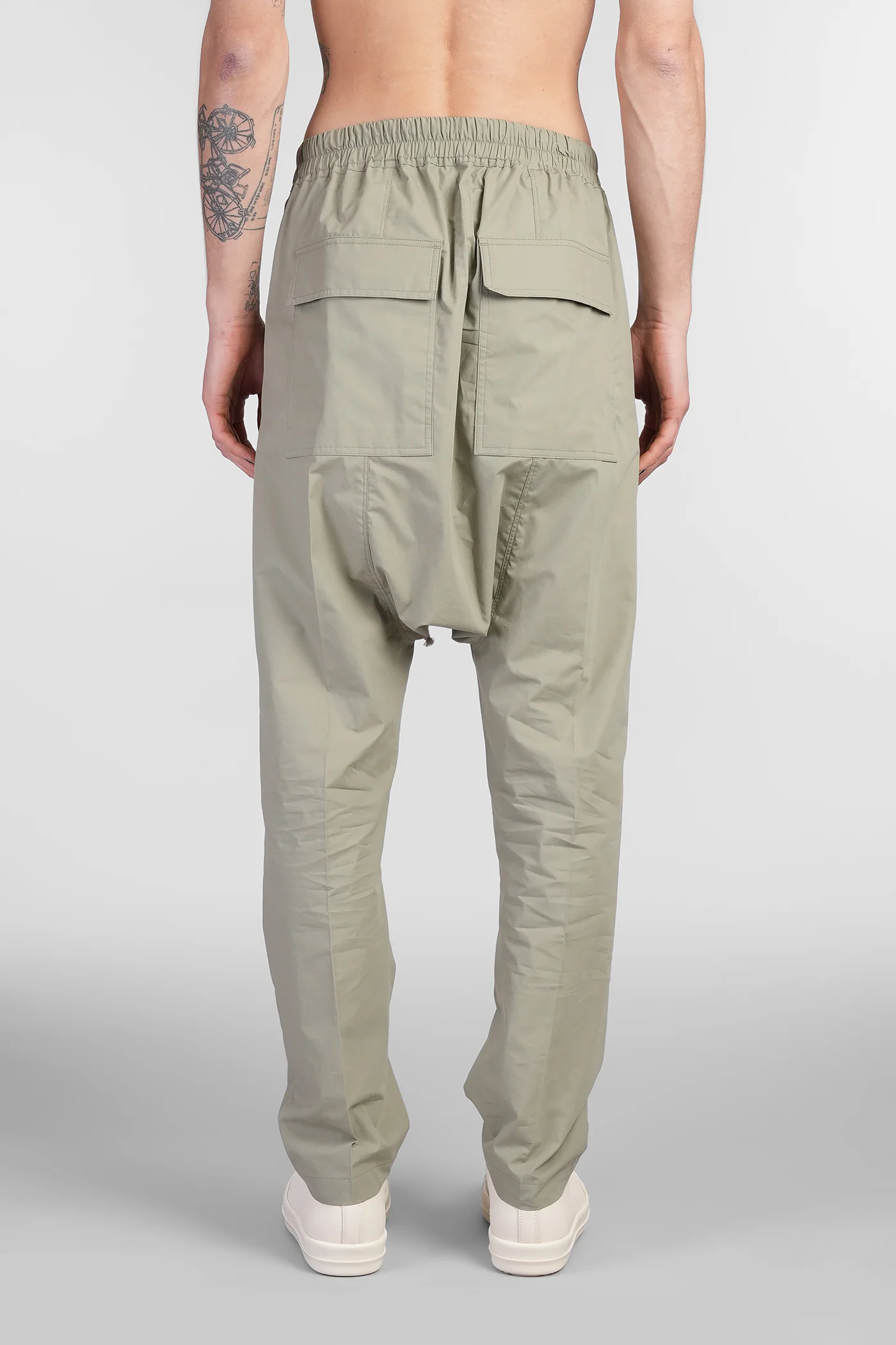 Drawstring long Pants in green cotton - Image 3