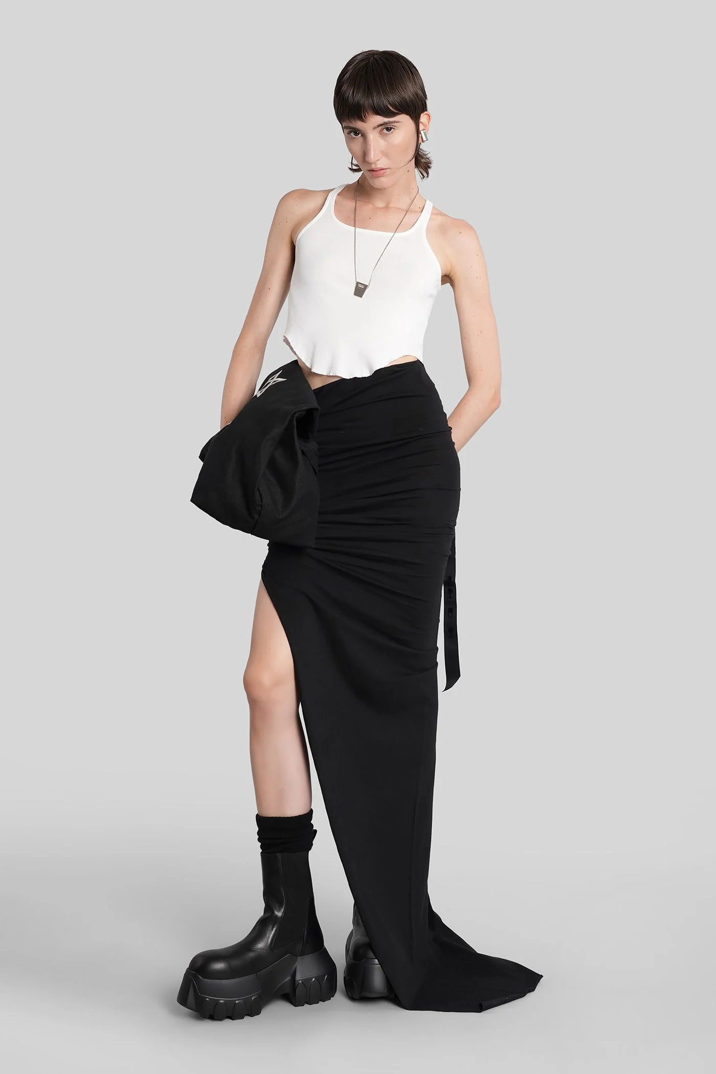 Basic tank cropped tank Top in white cotton - Image 2