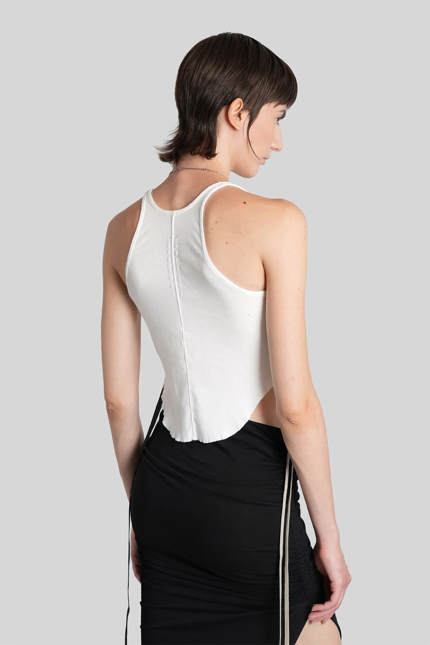 Basic tank cropped tank Top in white cotton - Image 3