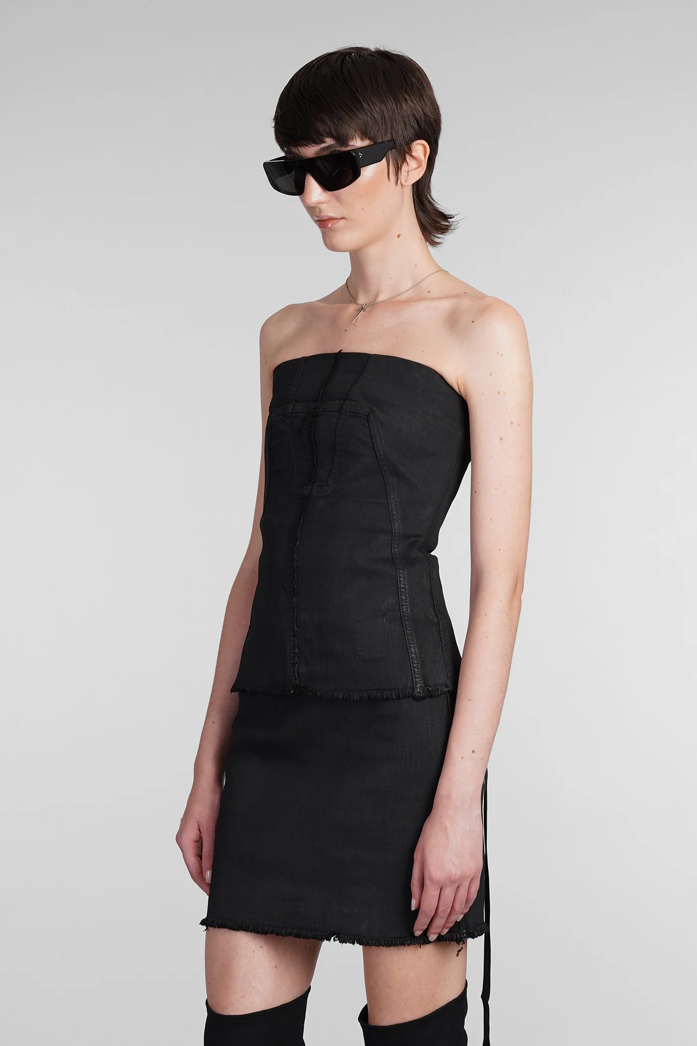 Bustier top Topwear in black cotton - Image 4