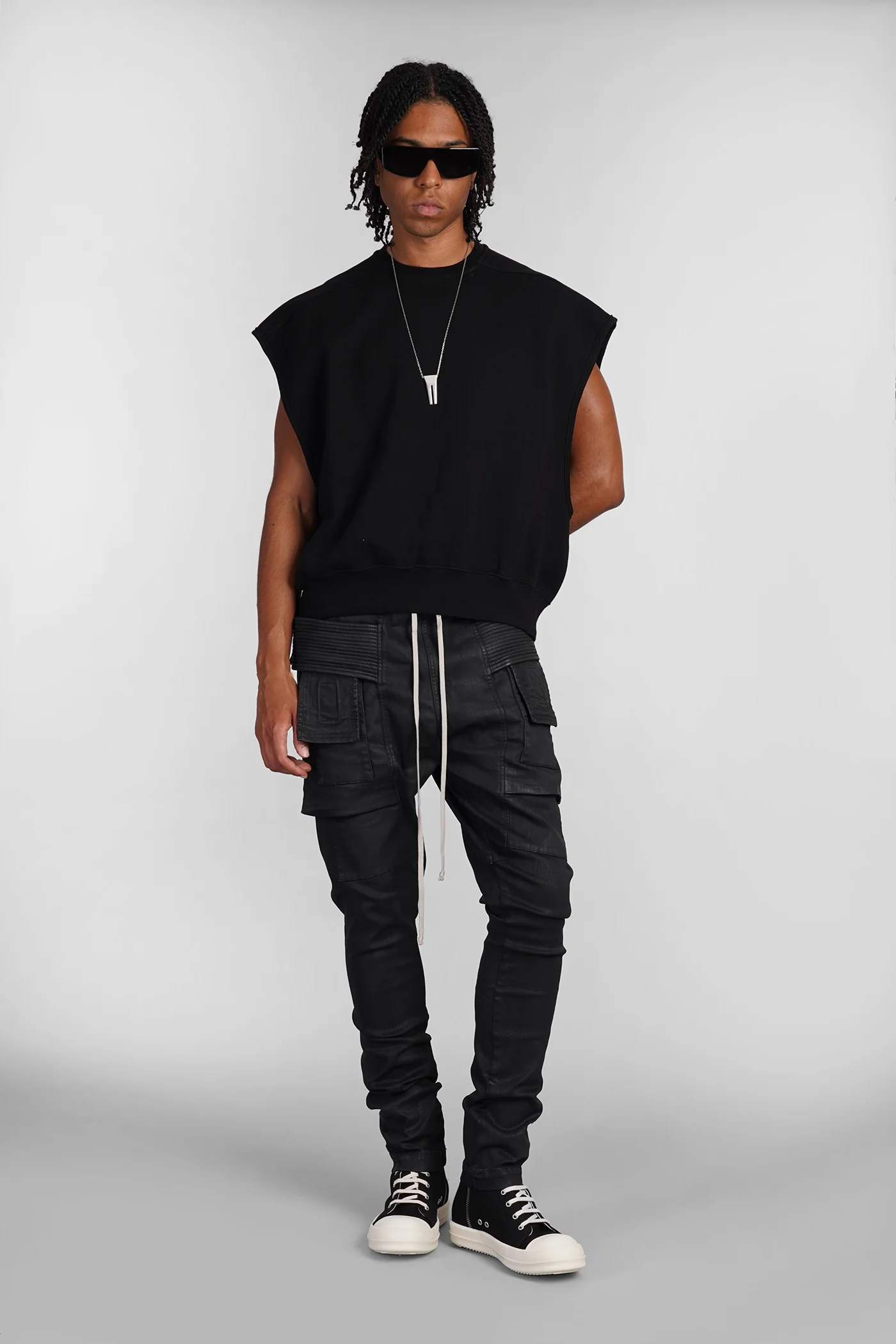 Creatch cargo drawst Pants in black cotton - Image 2