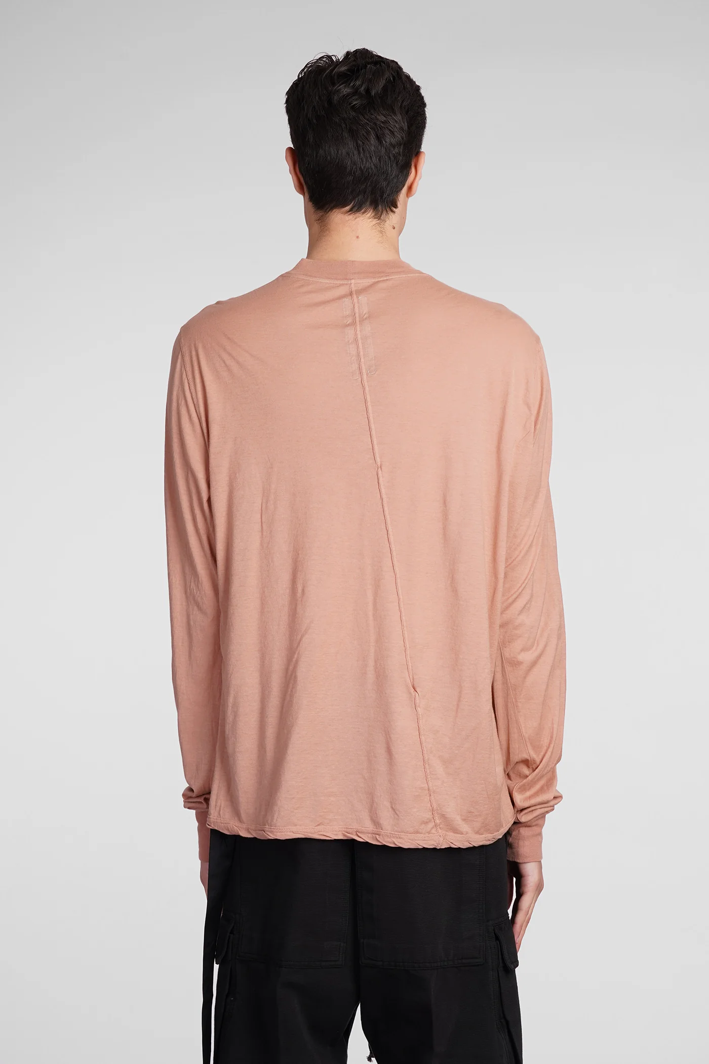 Crewneck sweat T-Shirt in rose-pink cotton - Image 3