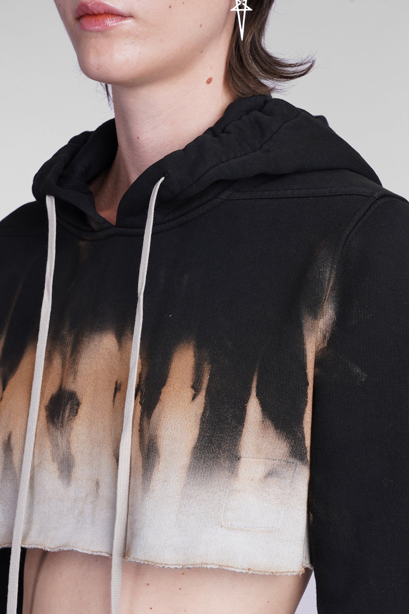 Cropped hoodie Sweatshirt in black cotton - Image 5