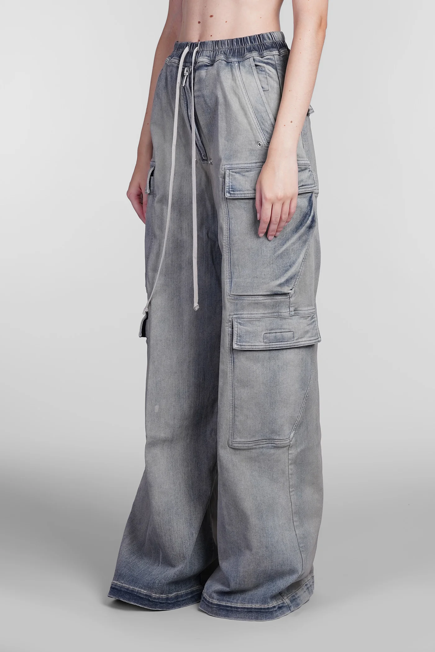 Double cargo jumbo Jeans in blue cotton - Image 4