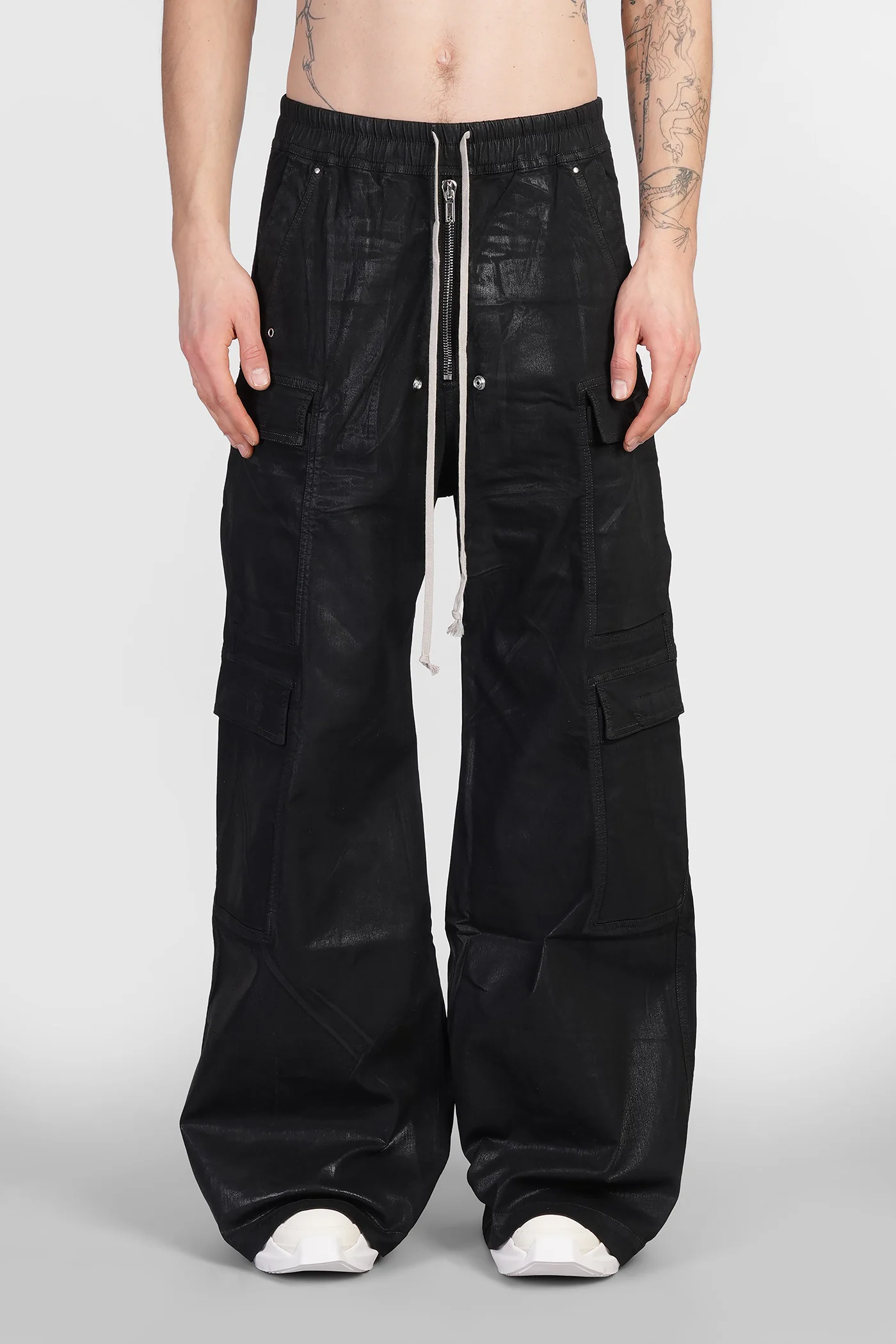 Double cargo jumbo Pants in black cotton