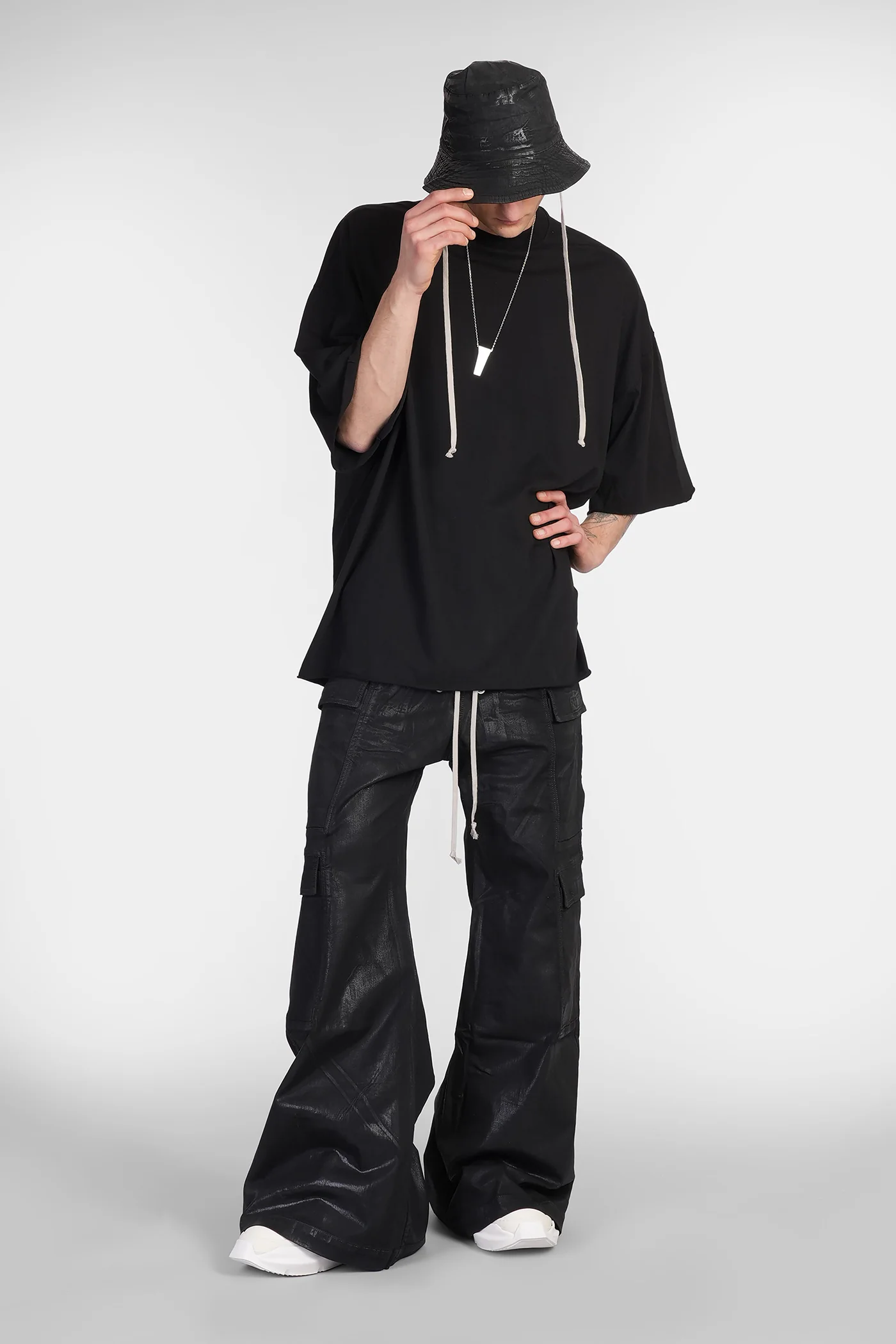 Double cargo jumbo Pants in black cotton - Image 2