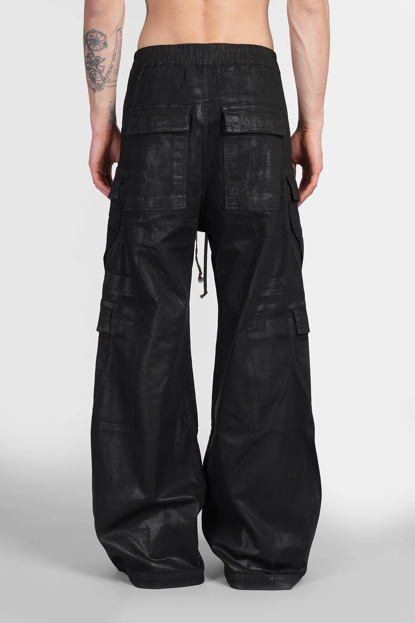 Double cargo jumbo Pants in black cotton - Image 3