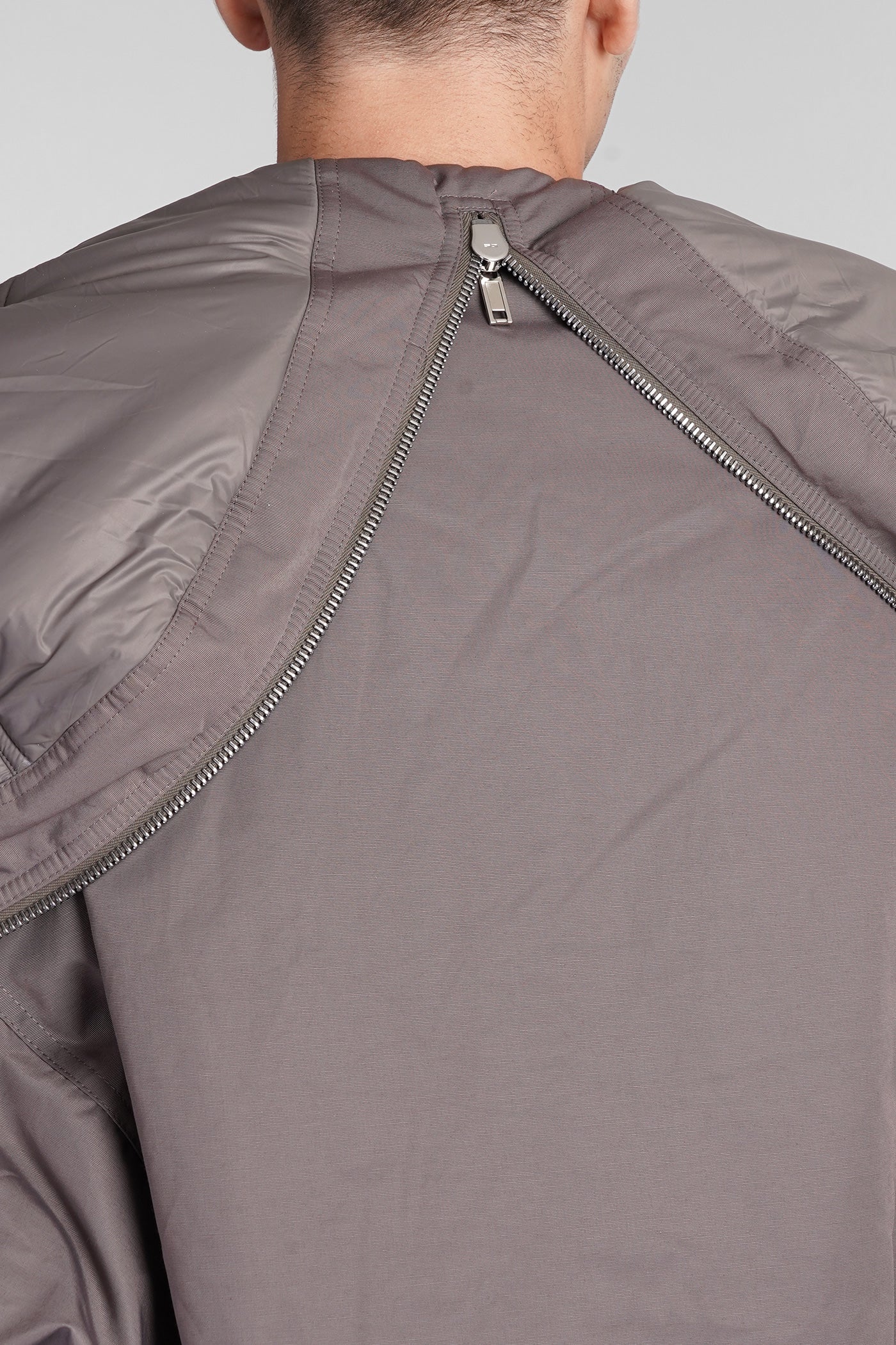 Hooded long bomber Bomber Jacket in grey polyester - Image 5