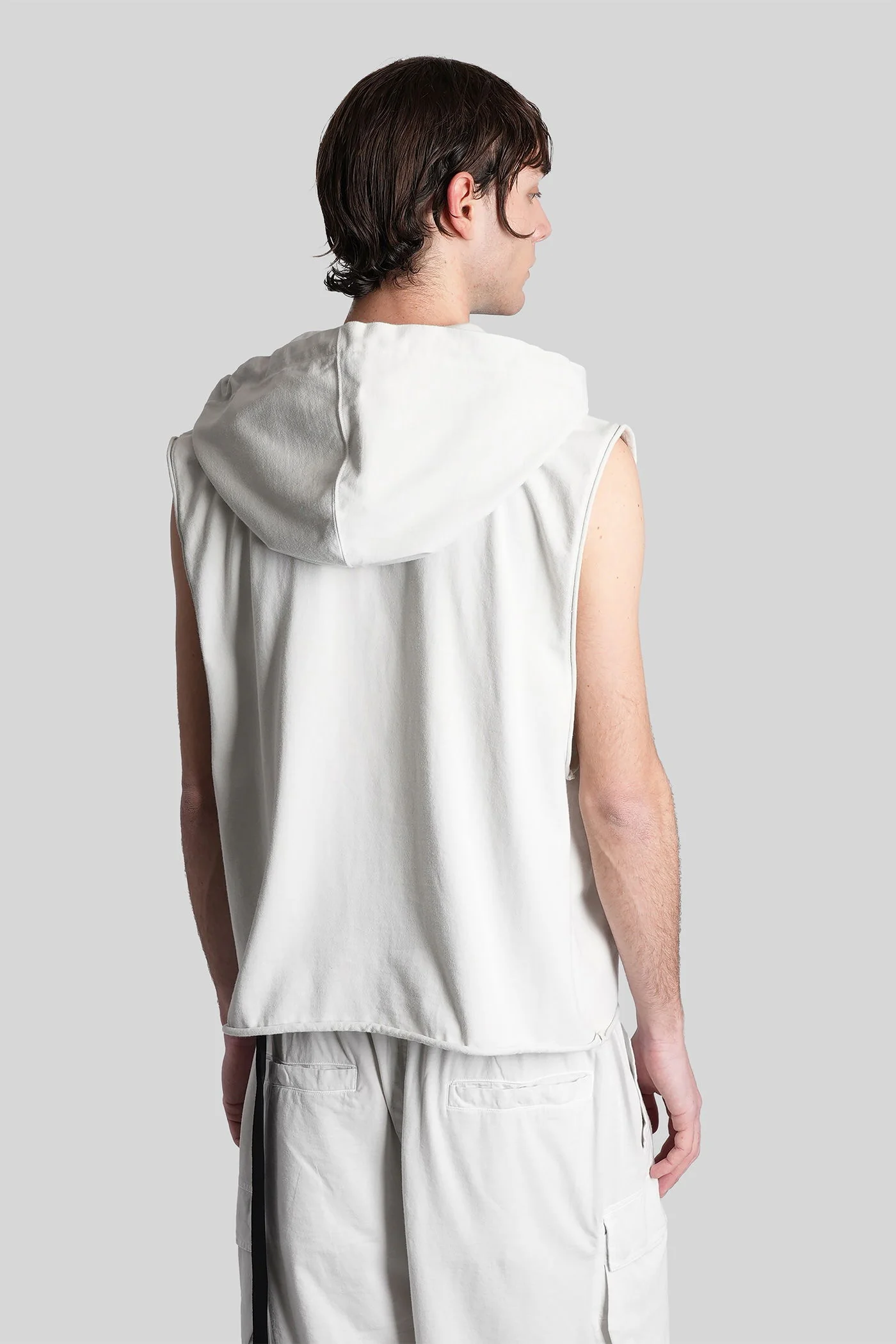 Hooded tunic tank Top in white cotton - Image 3