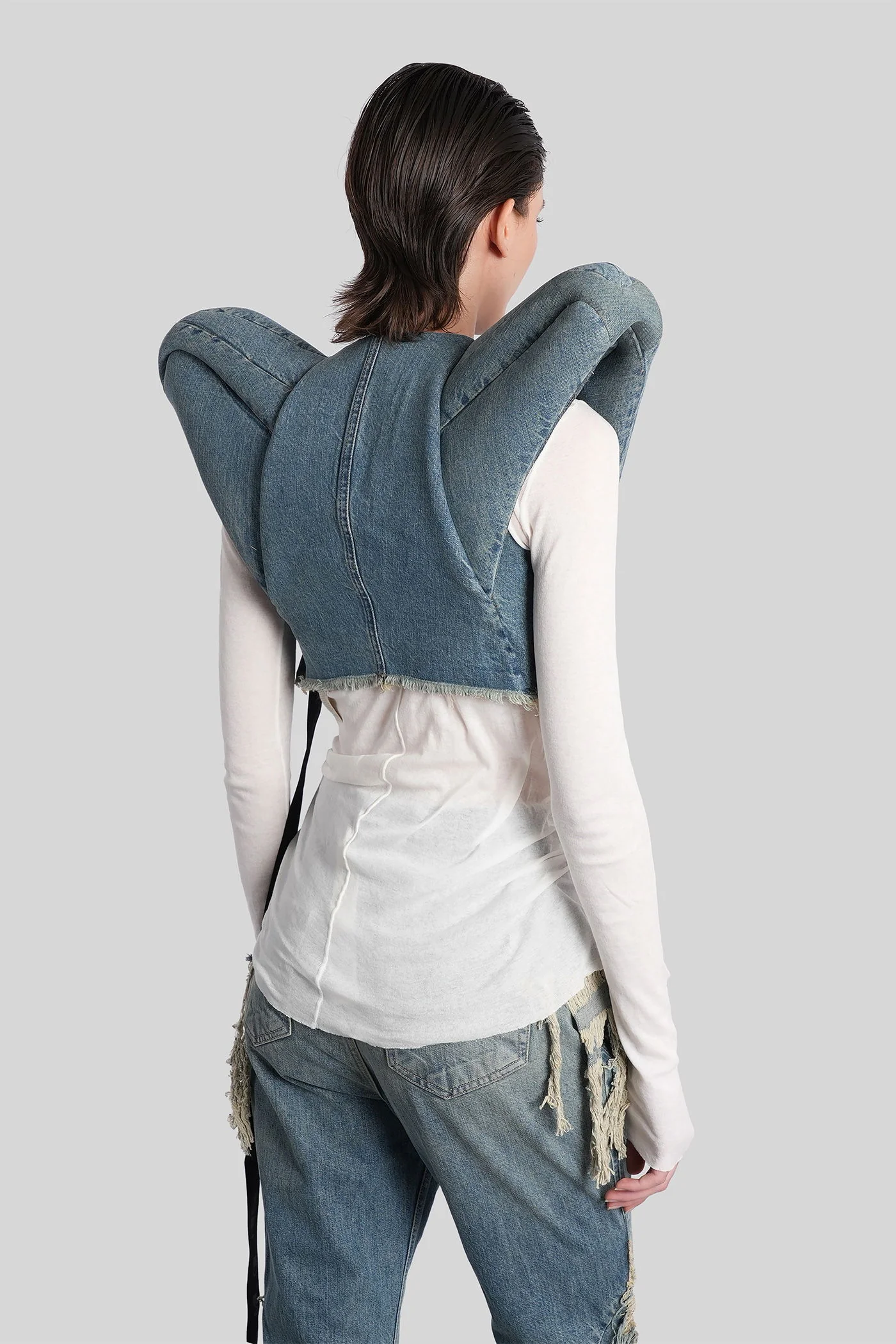 Kunst jkt Vest in blue cotton - Image 3