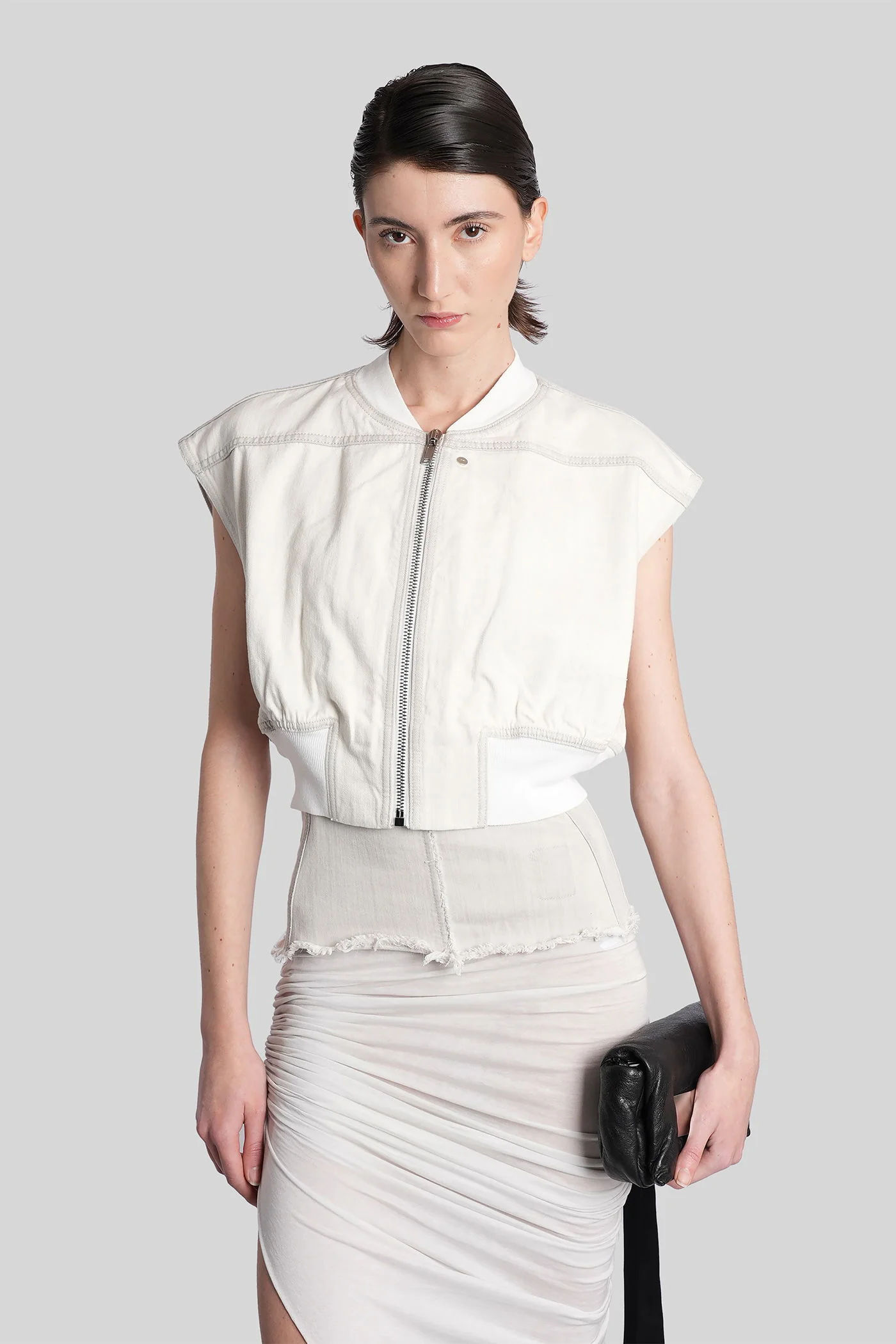 Tatlin bomber Vest in white cotton