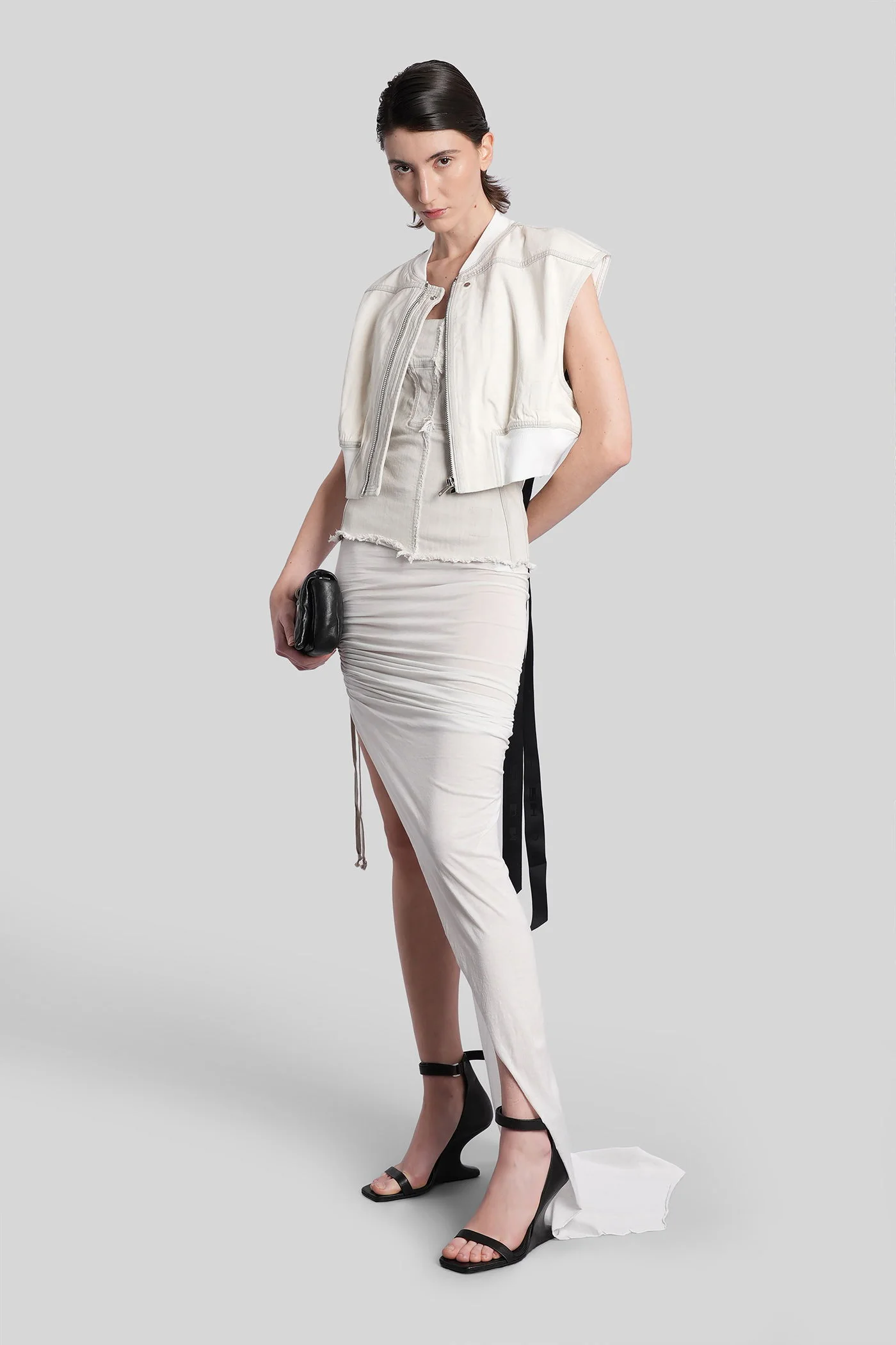Tatlin bomber Vest in white cotton - Image 2