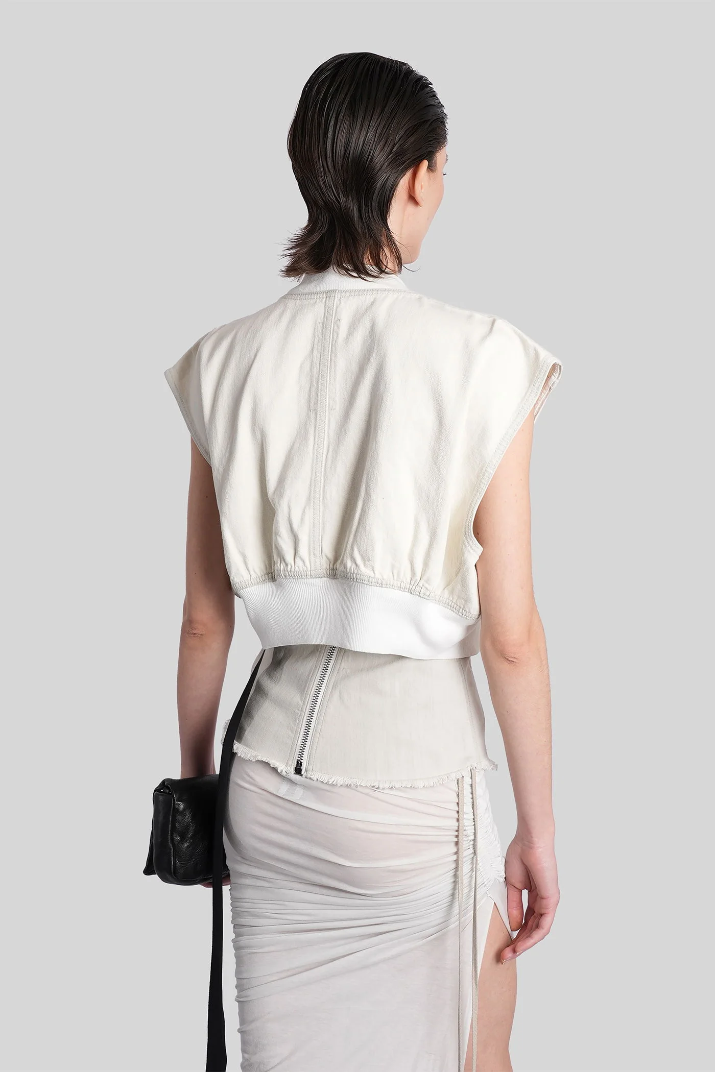 Tatlin bomber Vest in white cotton - Image 3