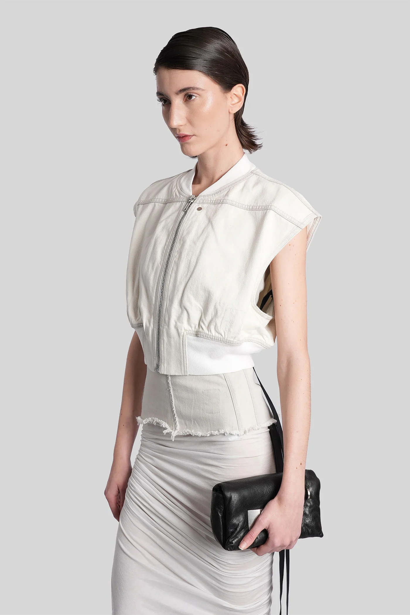 Tatlin bomber Vest in white cotton - Image 4