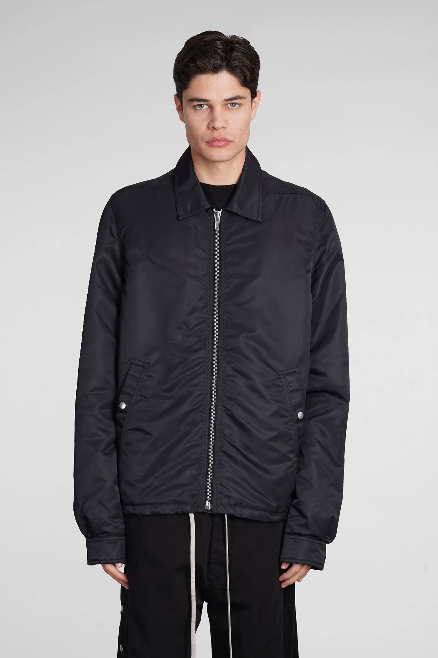 Zipfront jkt Casual jacket in black nylon