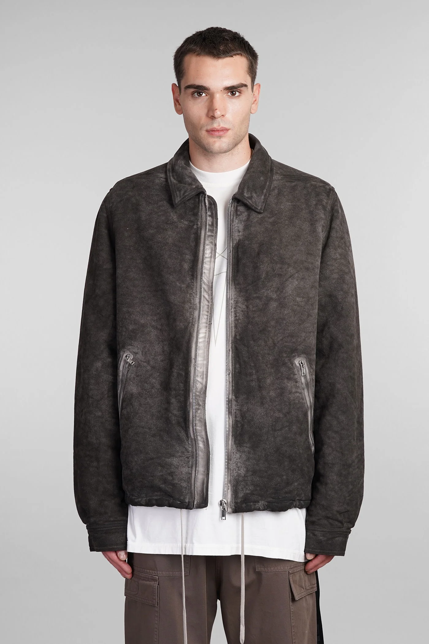 Zipfront jkt Casual jacket in grey cotton