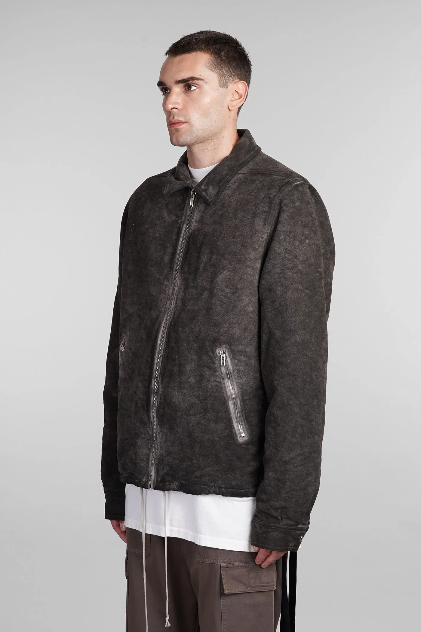 Zipfront jkt Casual jacket in grey cotton - Image 4