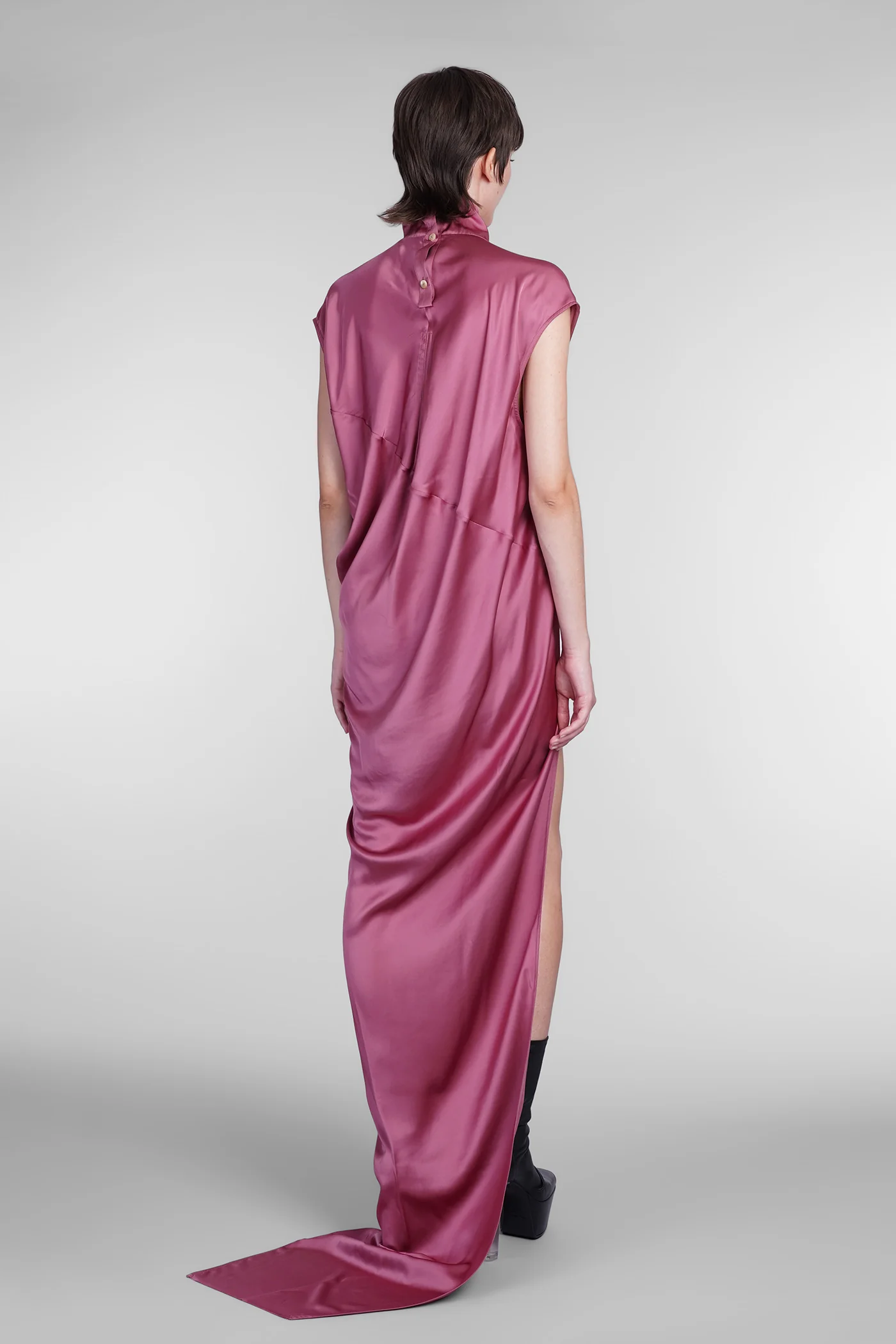 Edfu t dress Dress woman in rose-pink acetate - Image 3