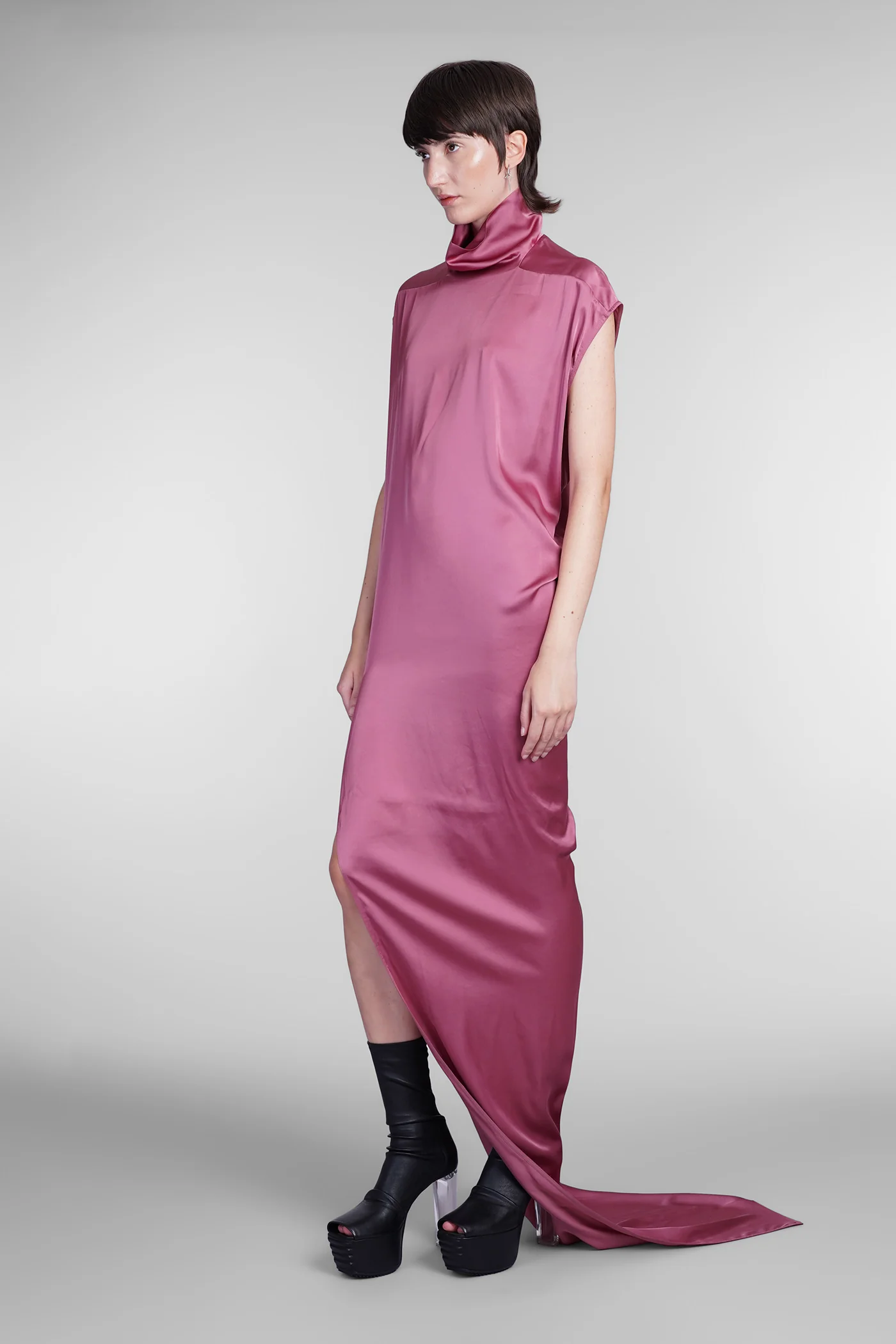 Edfu t dress Dress woman in rose-pink acetate - Image 4