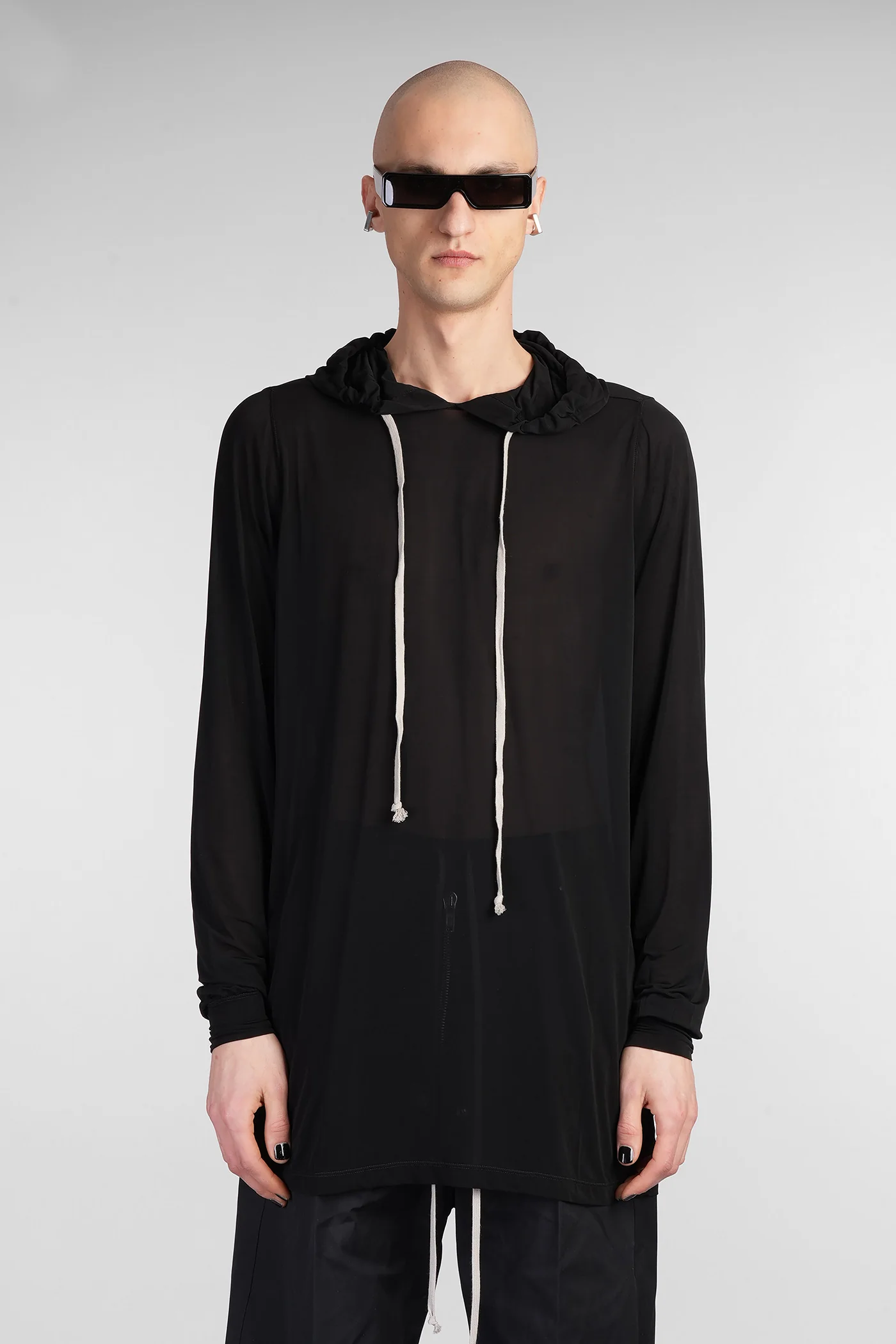 Hoodie T-Shirt in black polyamide polyester