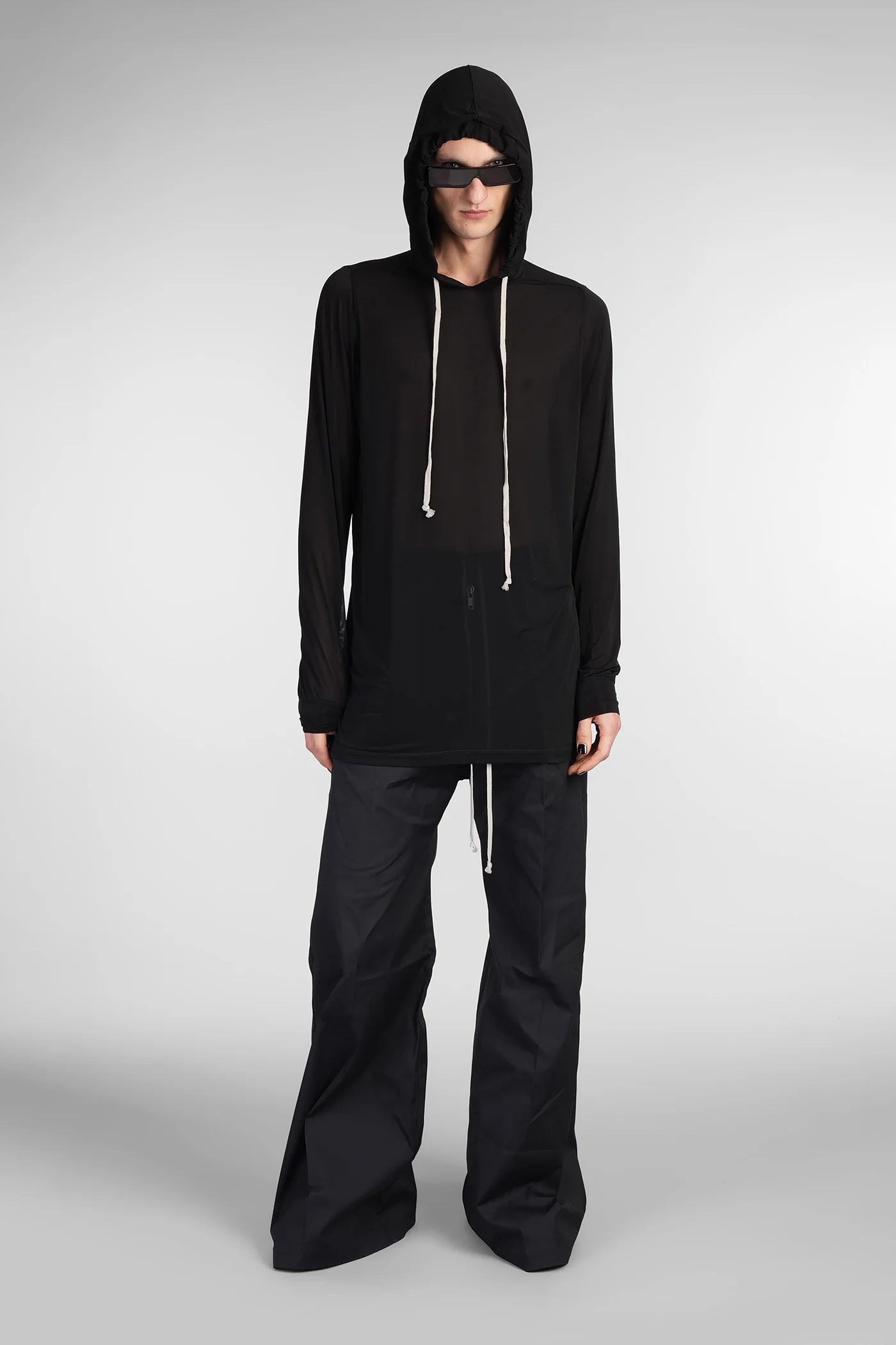 Hoodie T-Shirt in black polyamide polyester - Image 2
