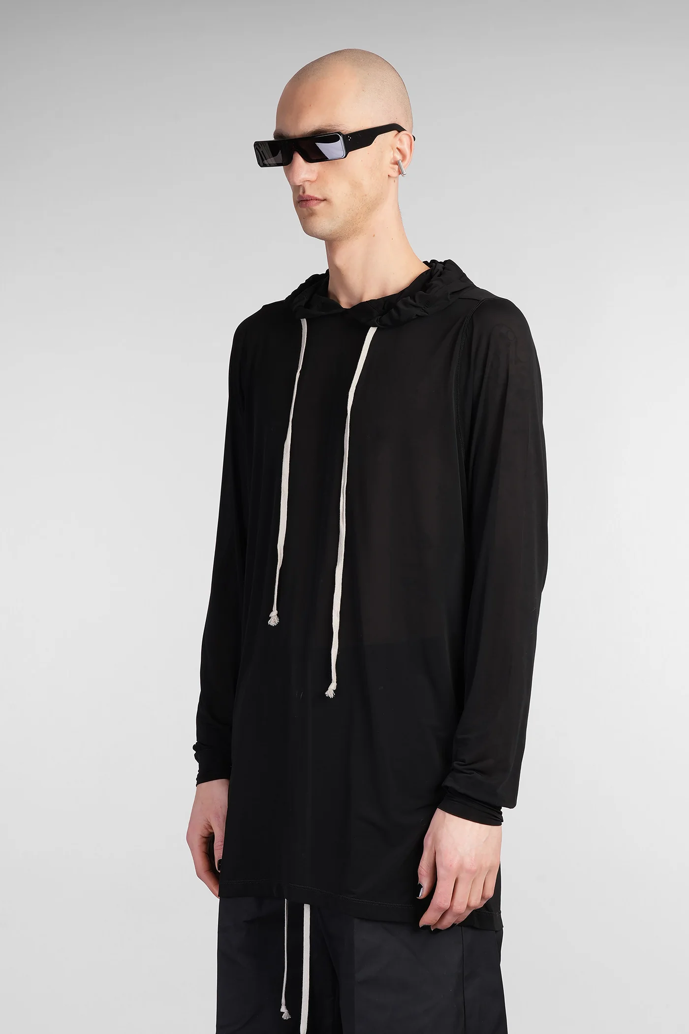 Hoodie T-Shirt in black polyamide polyester - Image 4