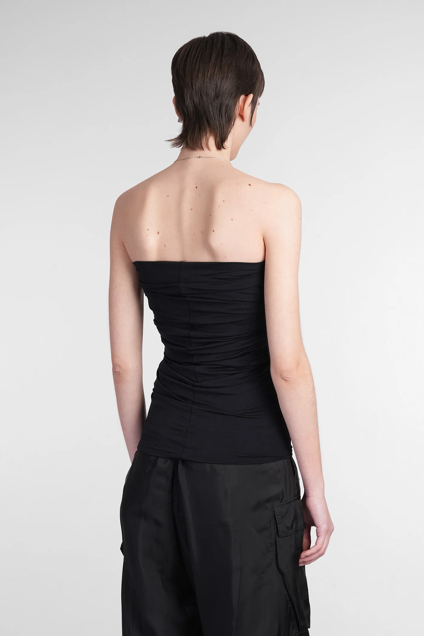 Jersey prong bustier Topwear in black nylon - Image 2