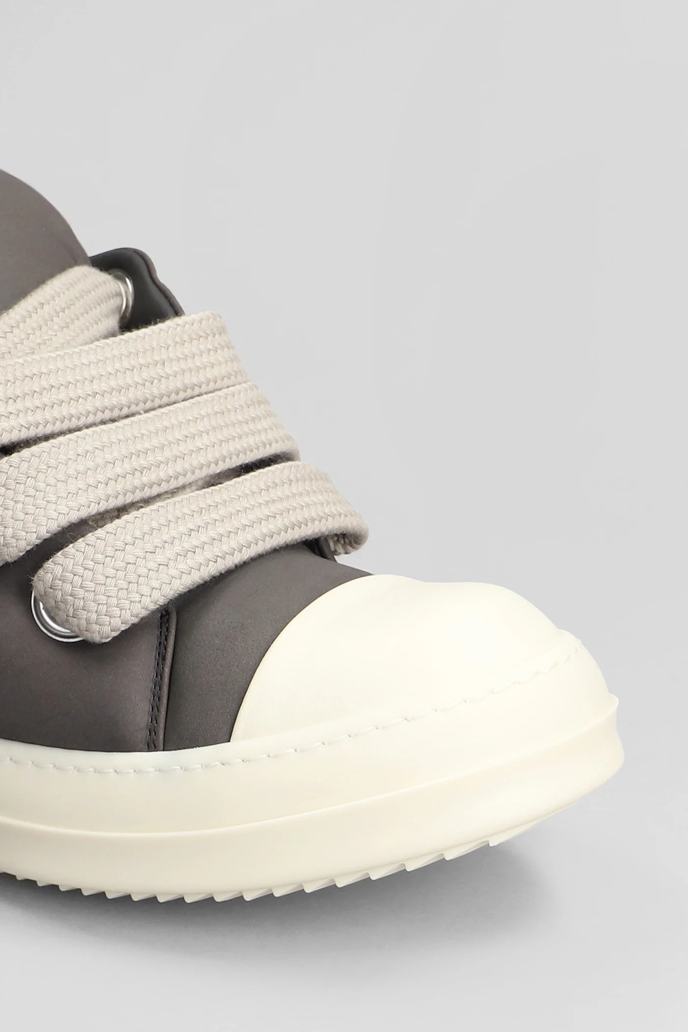 Jumbo lace padded Sneakers in grey leather - Image 5