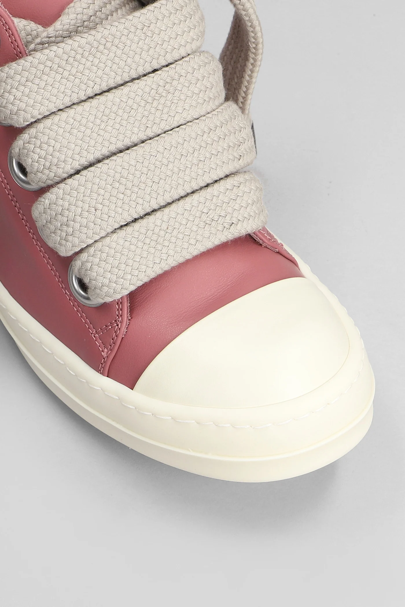 Jumbo laced low Sneakers in rose-pink leather - Image 5