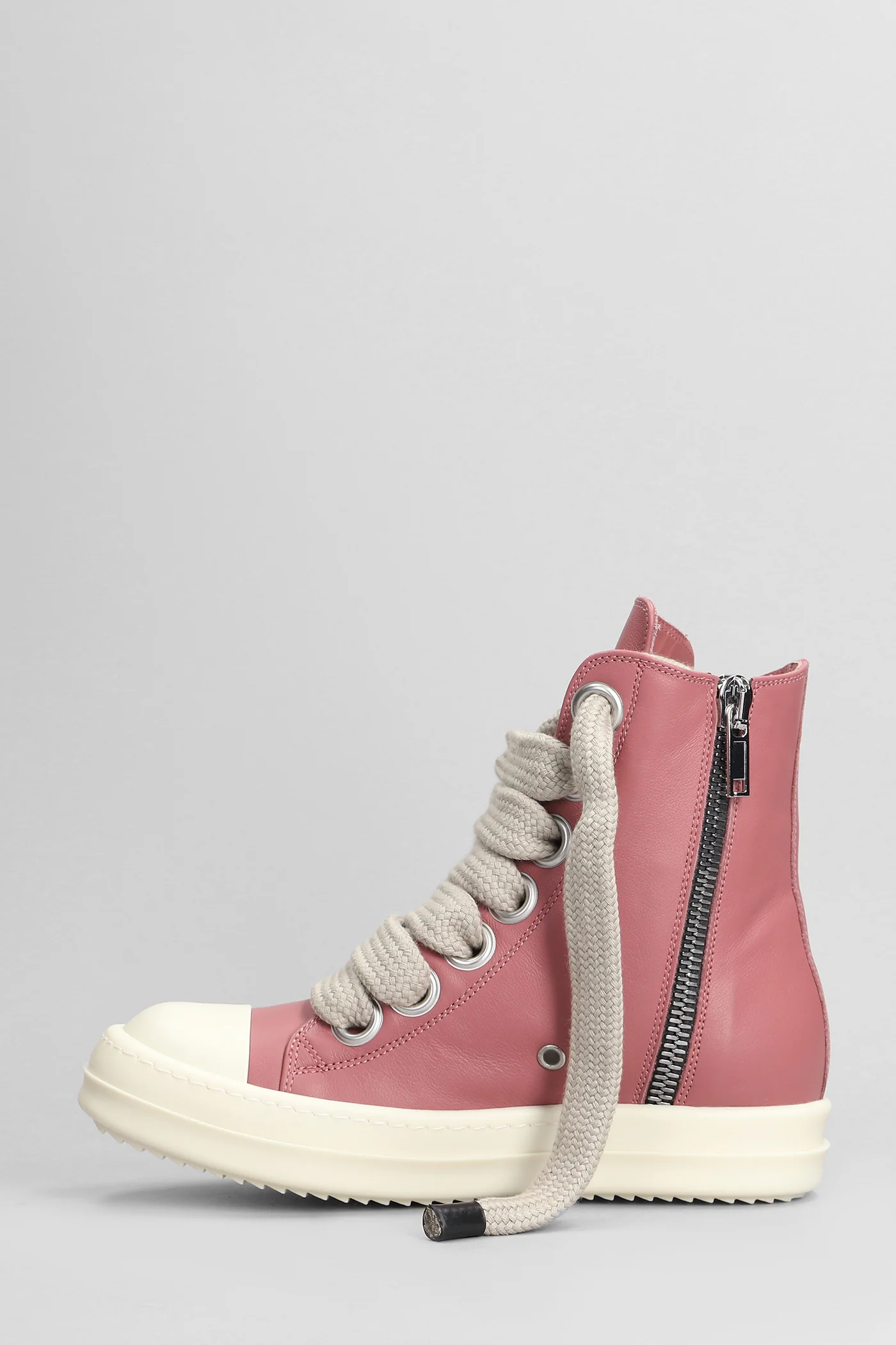 Jumbo laced sneakers Sneakers in rose-pink leather - Image 3