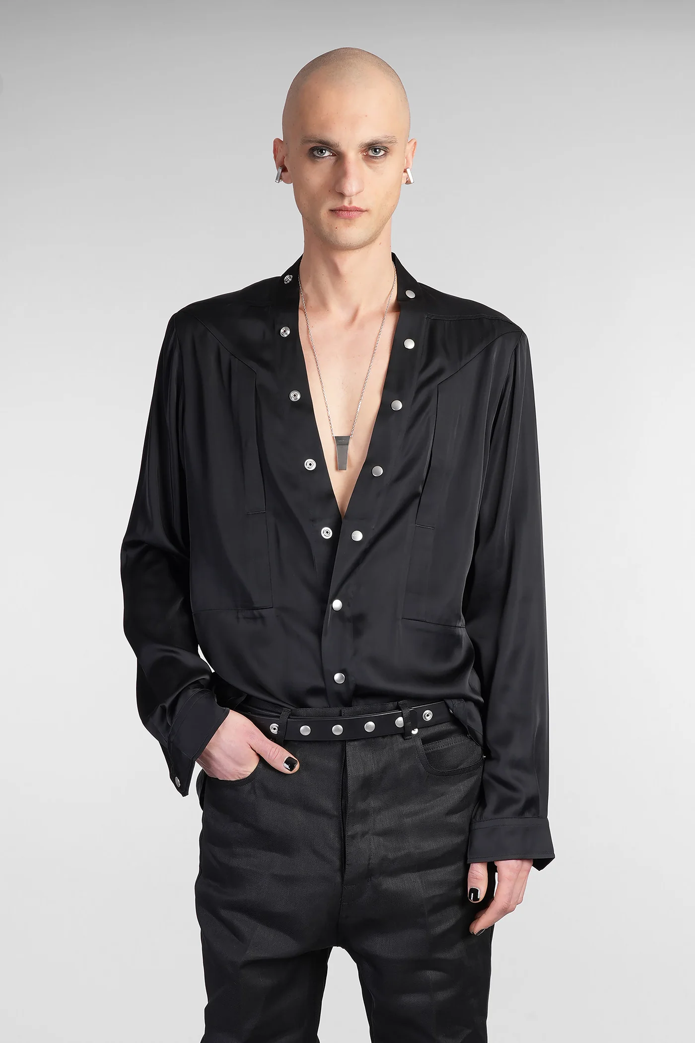 Larry fogpocket shir Shirt in black acetate