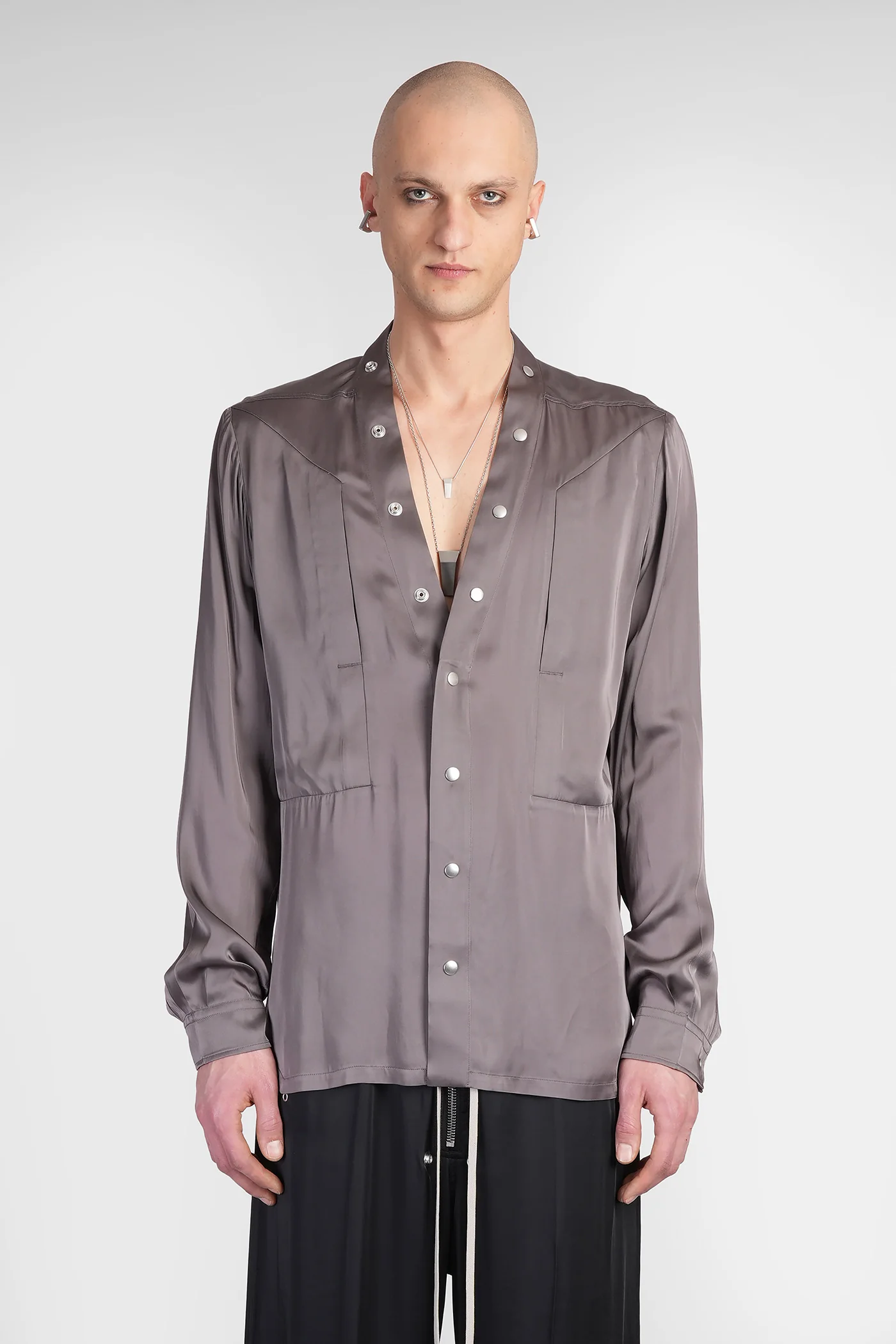 Larry fogpocket Shirt in grey acetate