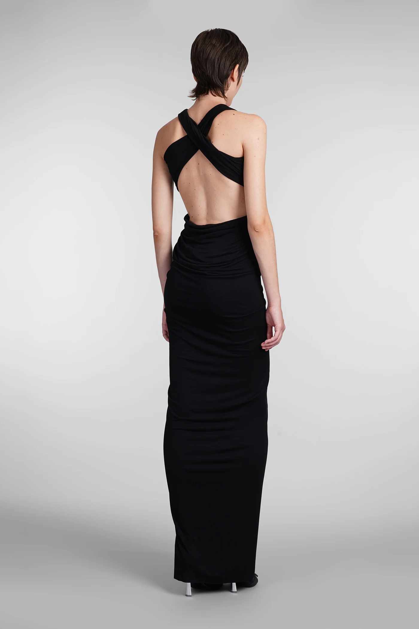Poppy gown Dress woman in black viscose - Image 3