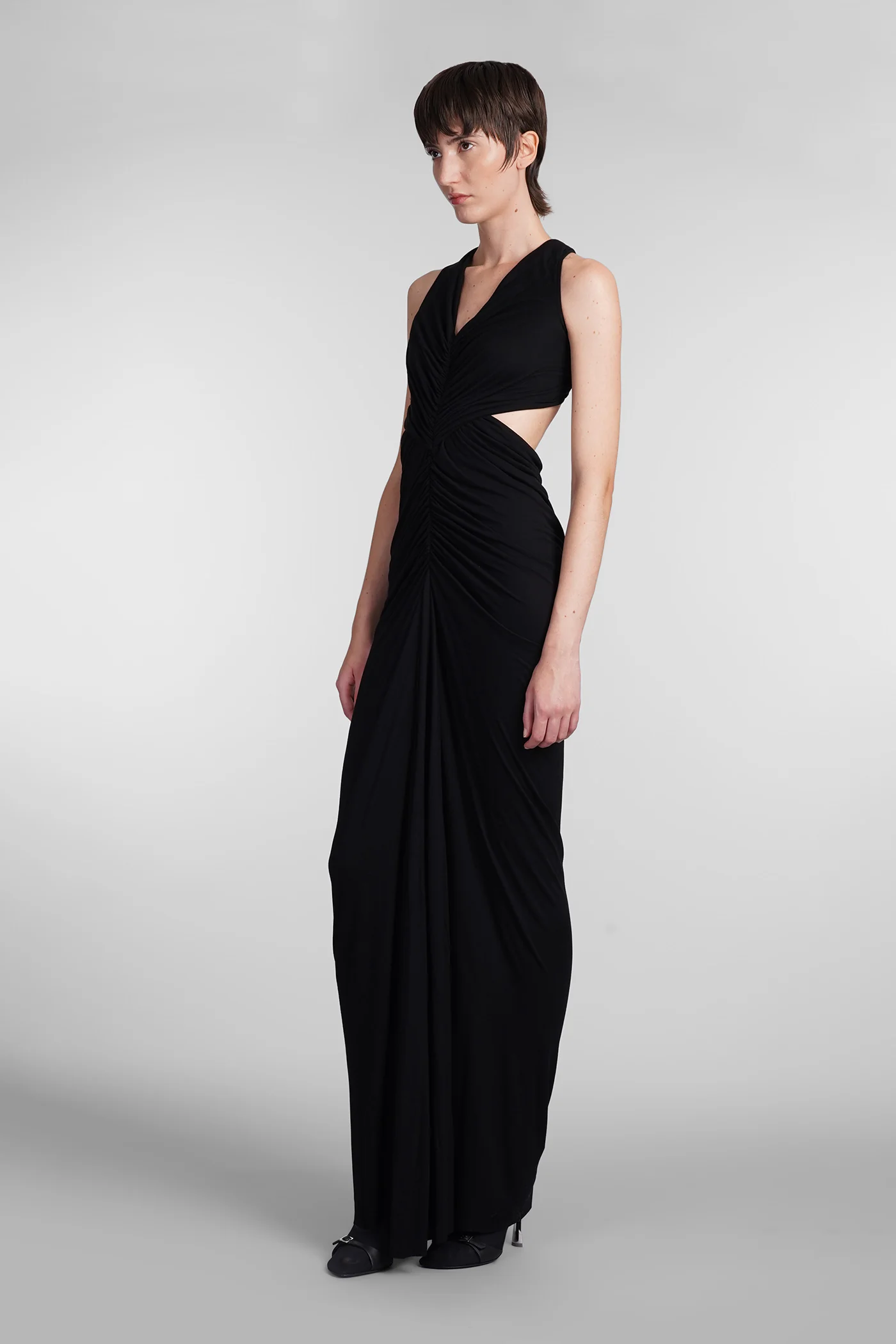 Poppy gown Dress woman in black viscose - Image 4
