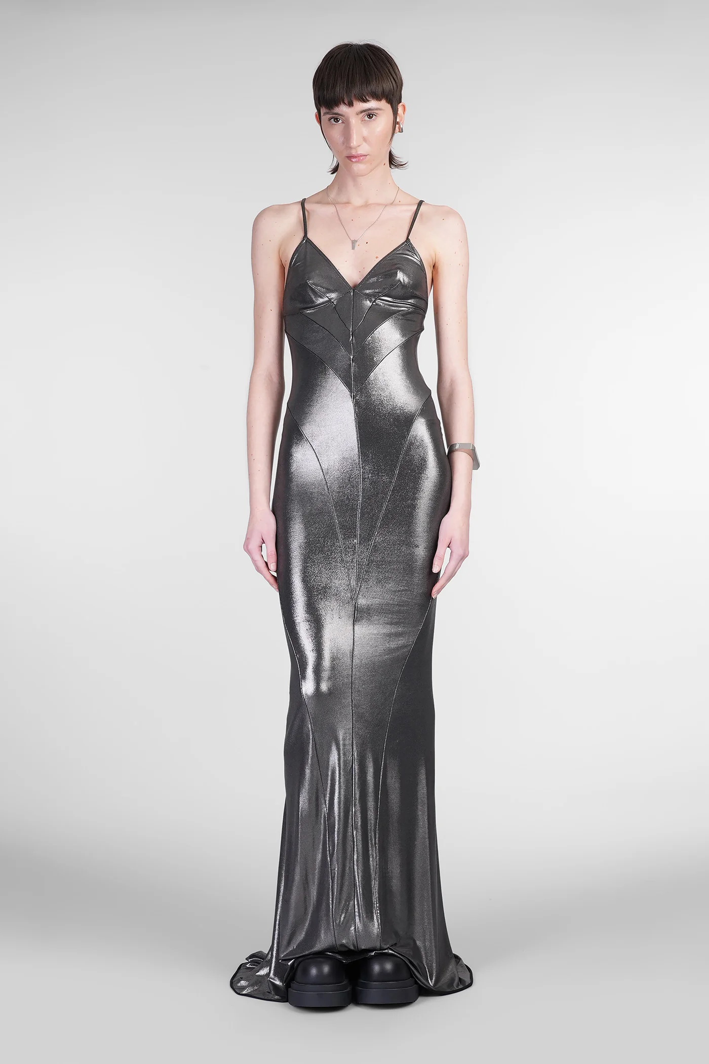 Slip gown Dress woman in grey viscose