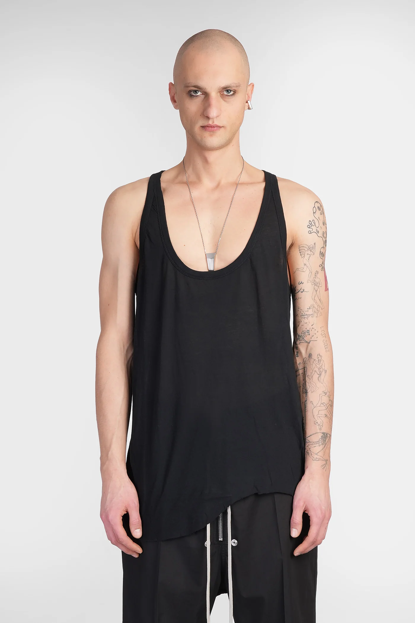 Lo cut tank tank Top in black cotton